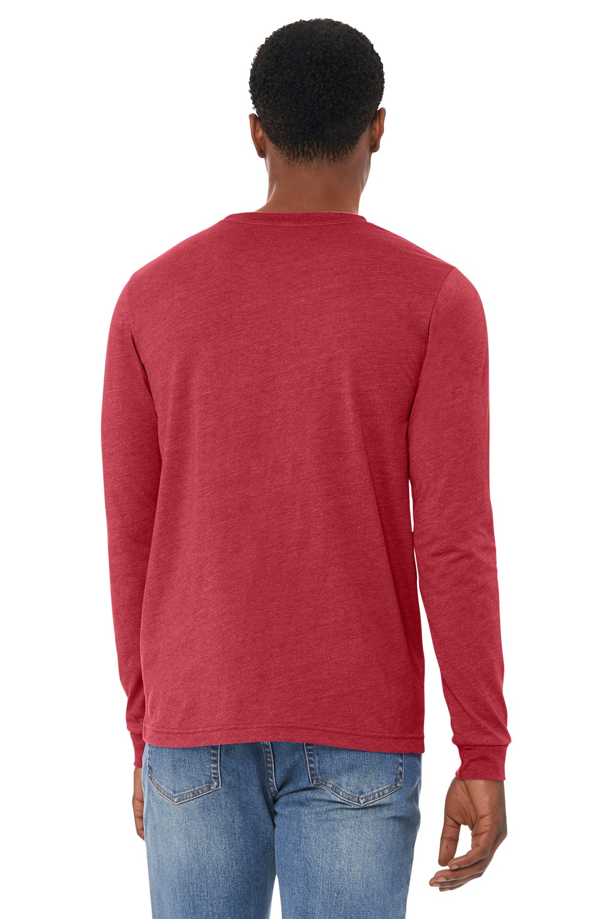BELLA+CANVAS Unisex Heather CVC Long Sleeve Tee BC3501CVC - Heather Red - back