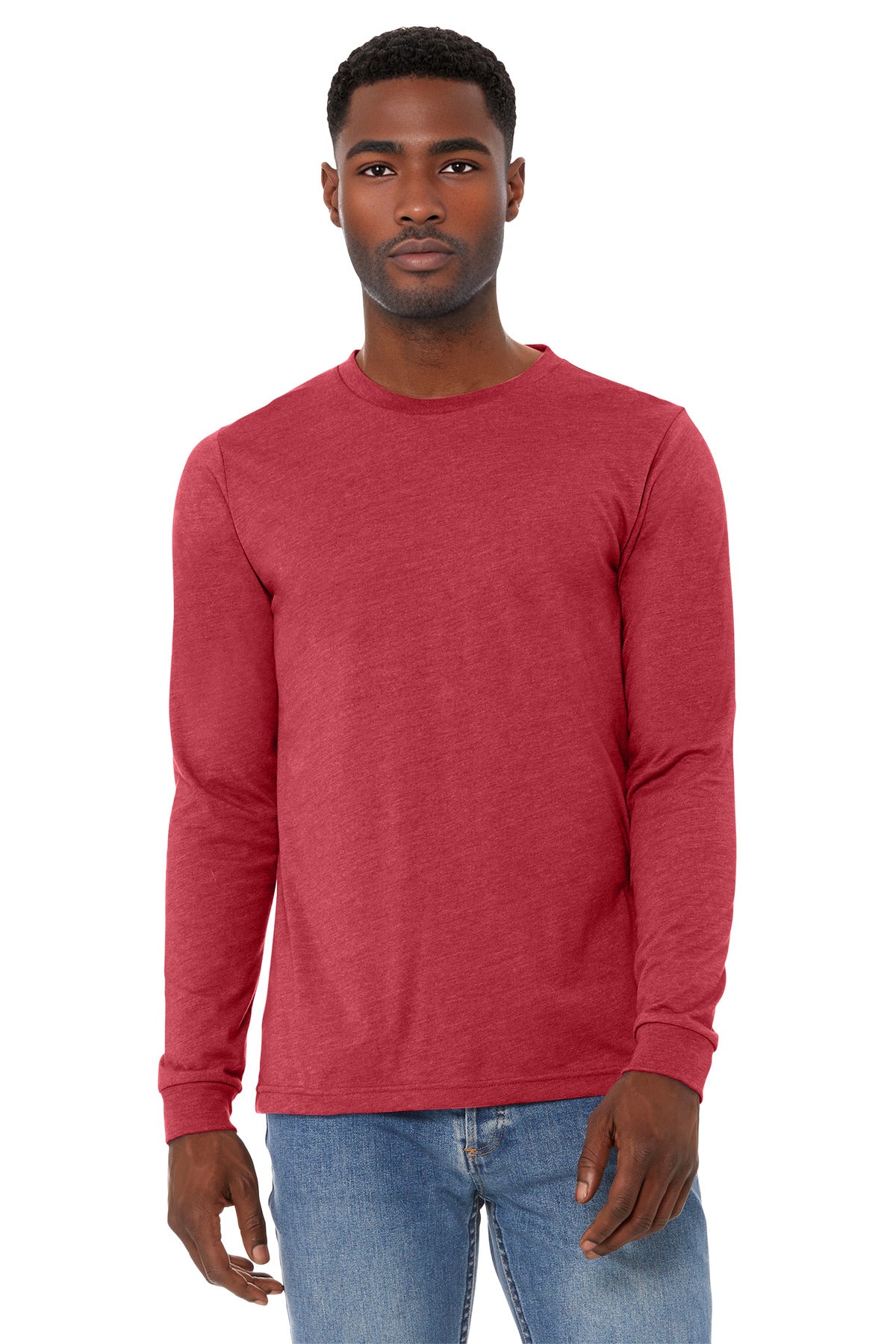 BELLA+CANVAS Unisex Heather CVC Long Sleeve Tee BC3501CVC - Heather Red - front