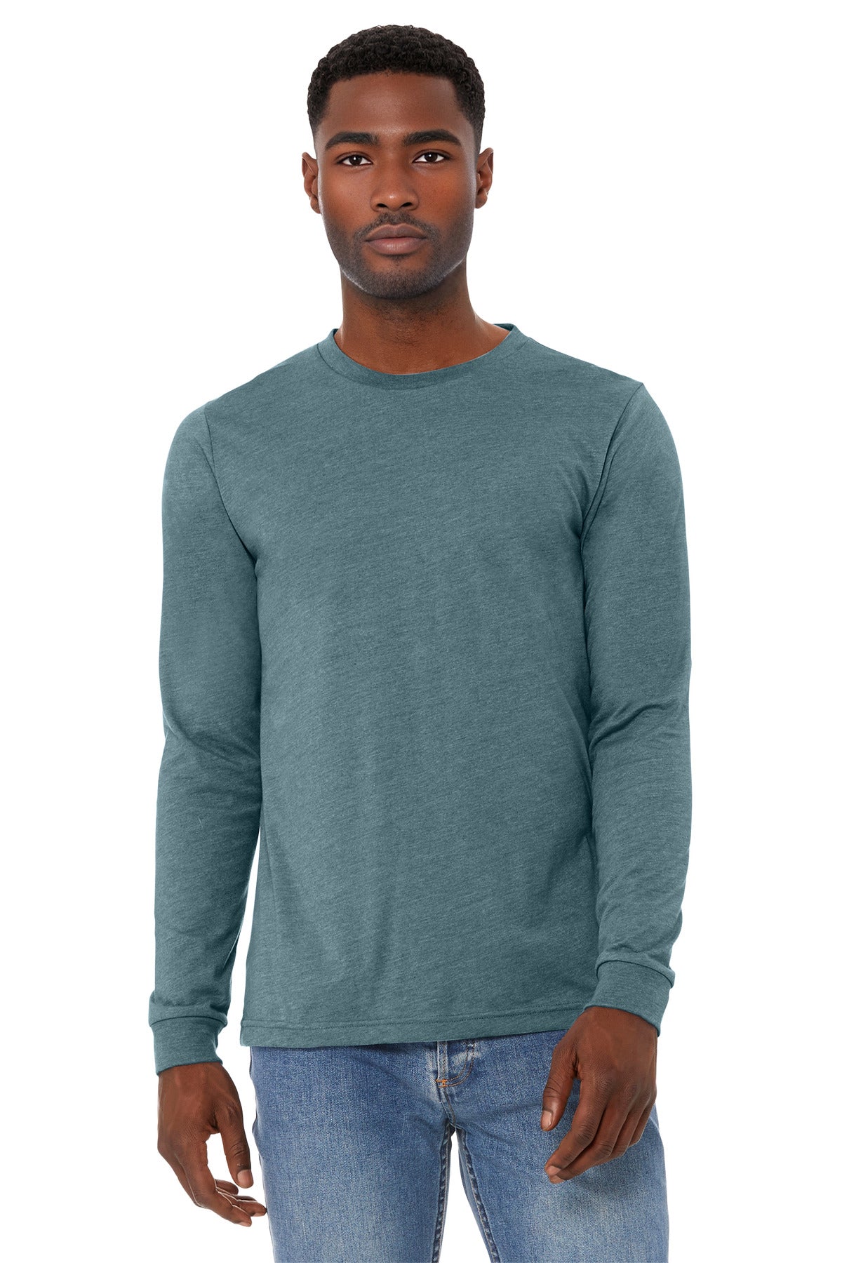 BELLA+CANVAS Unisex Heather CVC Long Sleeve Tee BC3501CVC - Heather Slate - front