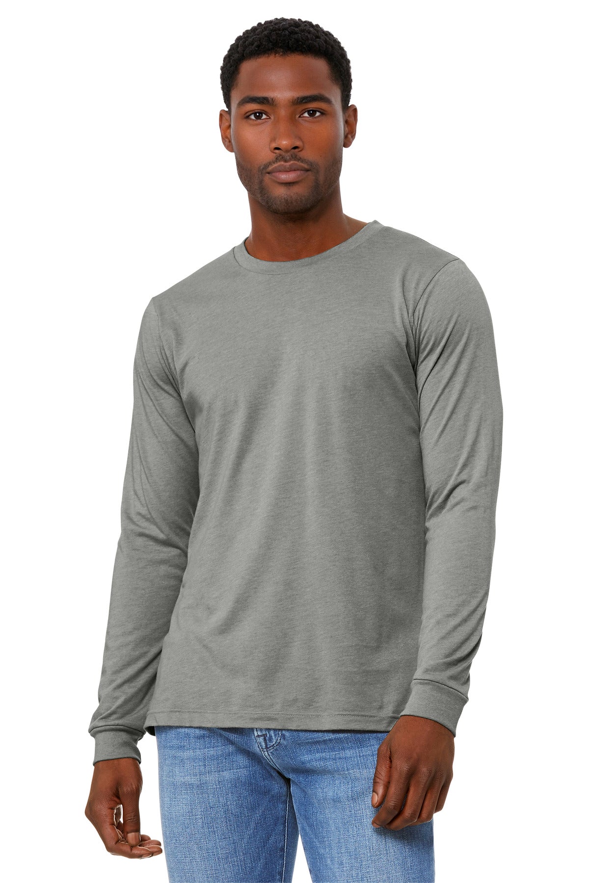 BELLA+CANVAS Unisex Heather CVC Long Sleeve Tee BC3501CVC - Heather Stone - front