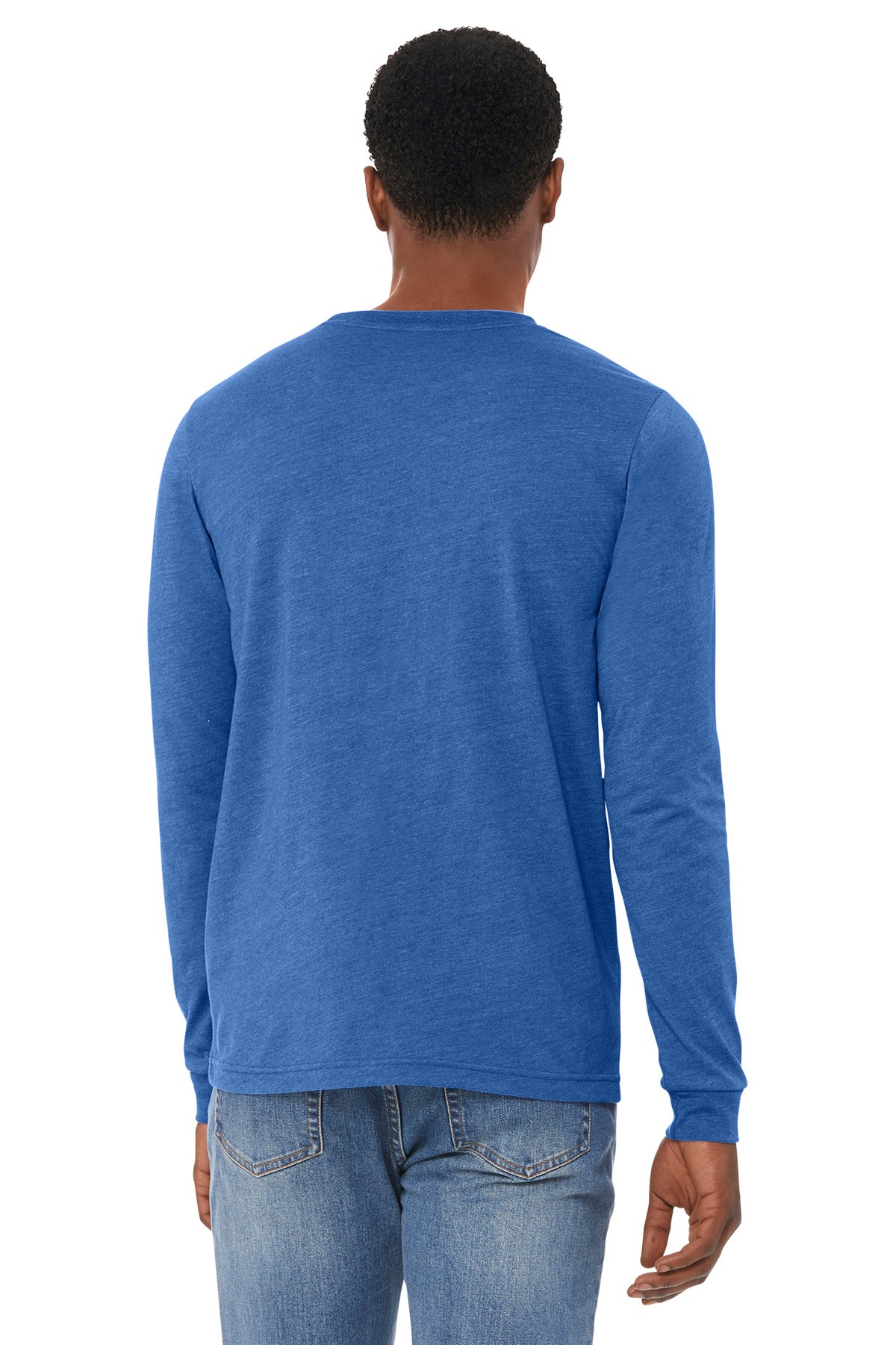 BELLA+CANVAS Unisex Heather CVC Long Sleeve Tee BC3501CVC - Heather True Royal - back
