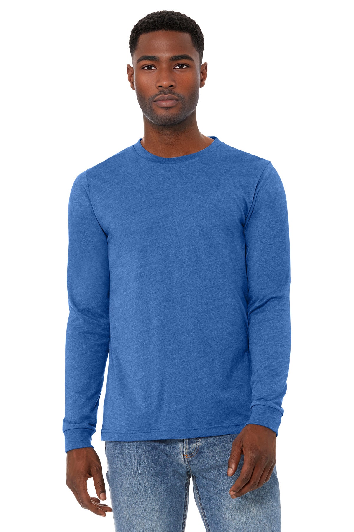 BELLA+CANVAS Unisex Heather CVC Long Sleeve Tee BC3501CVC - Heather True Royal - front