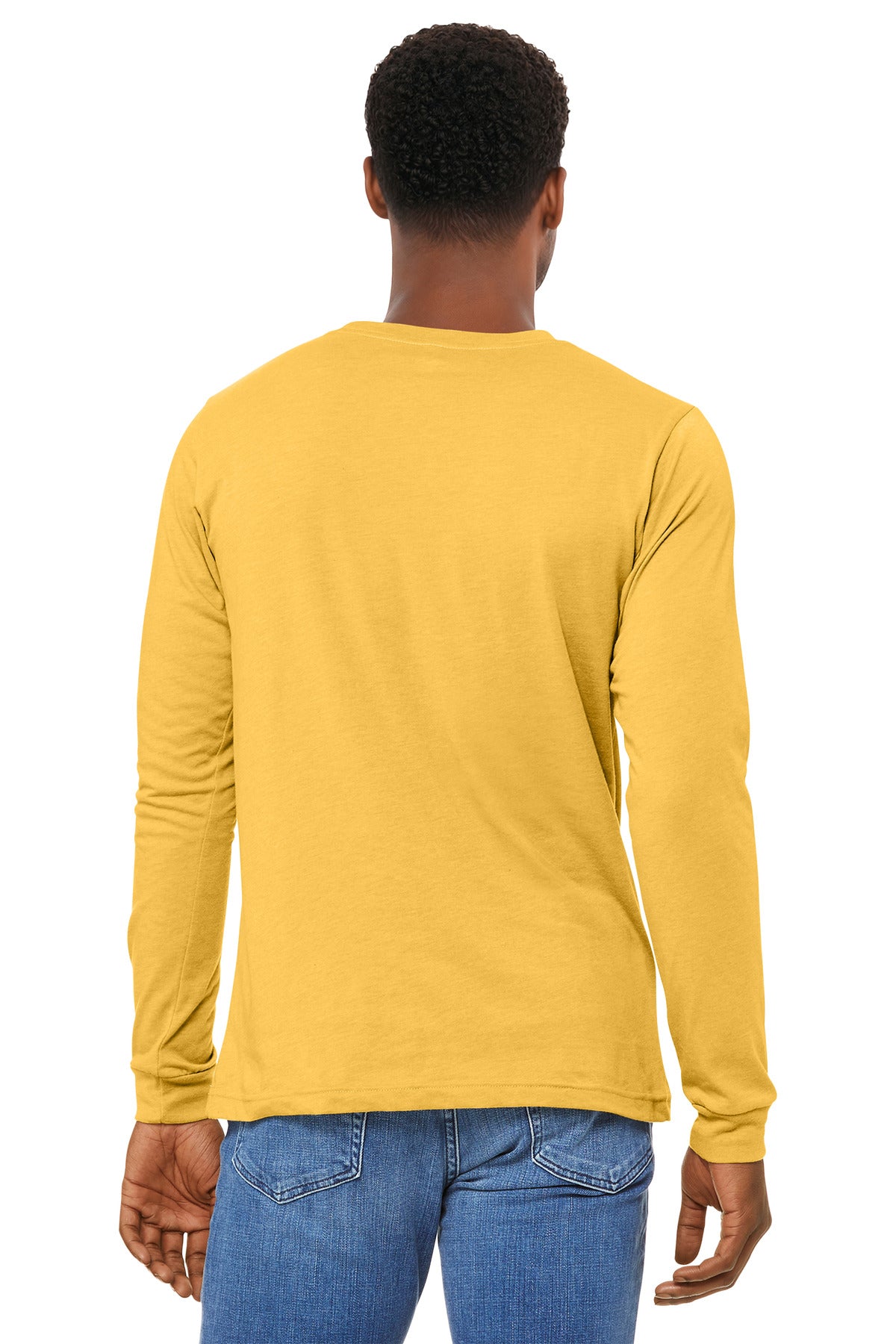 BELLA+CANVAS Unisex Heather CVC Long Sleeve Tee BC3501CVC - Heather Yellow Gold - back