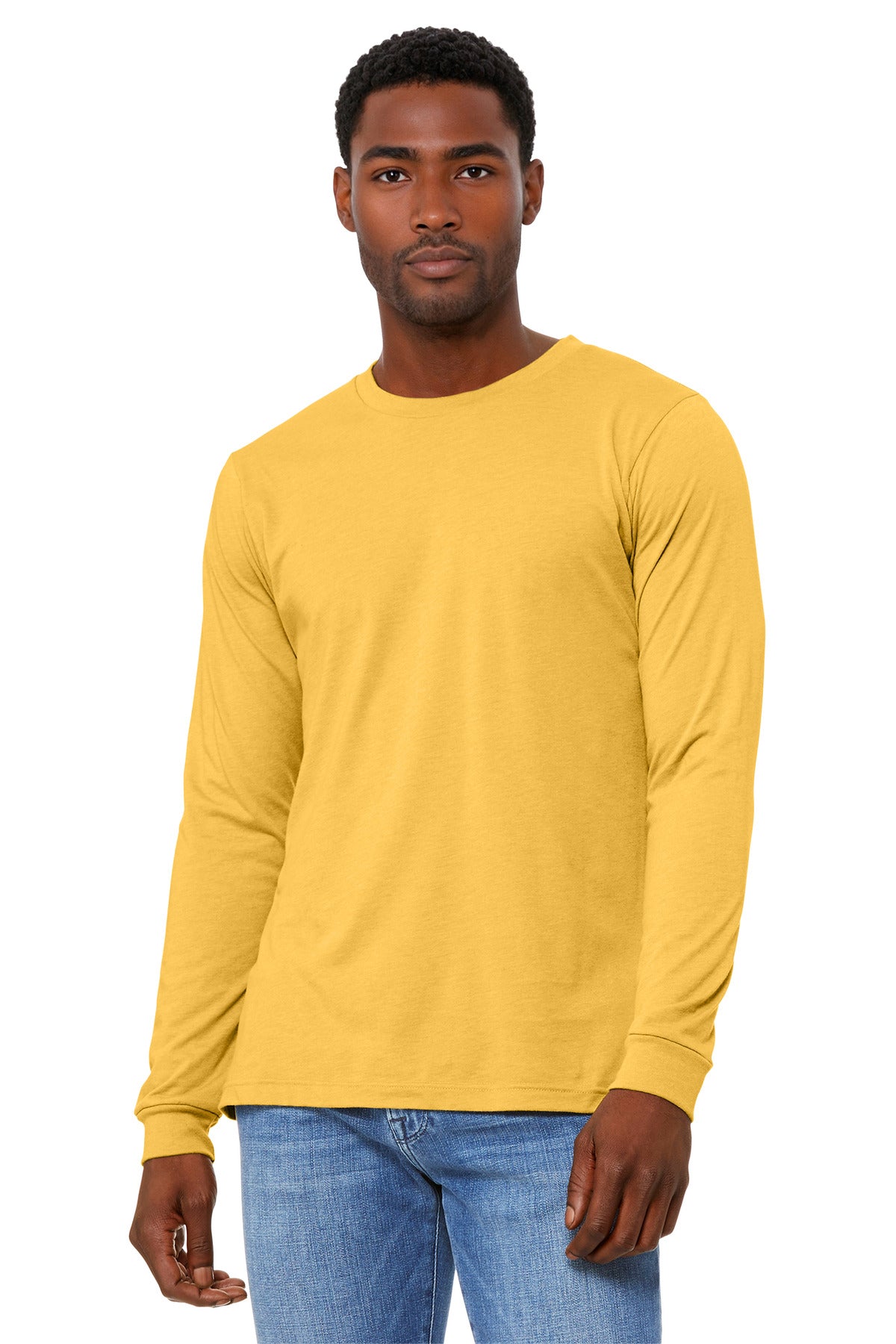 BELLA+CANVAS Unisex Heather CVC Long Sleeve Tee BC3501CVC - Heather Yellow Gold - front