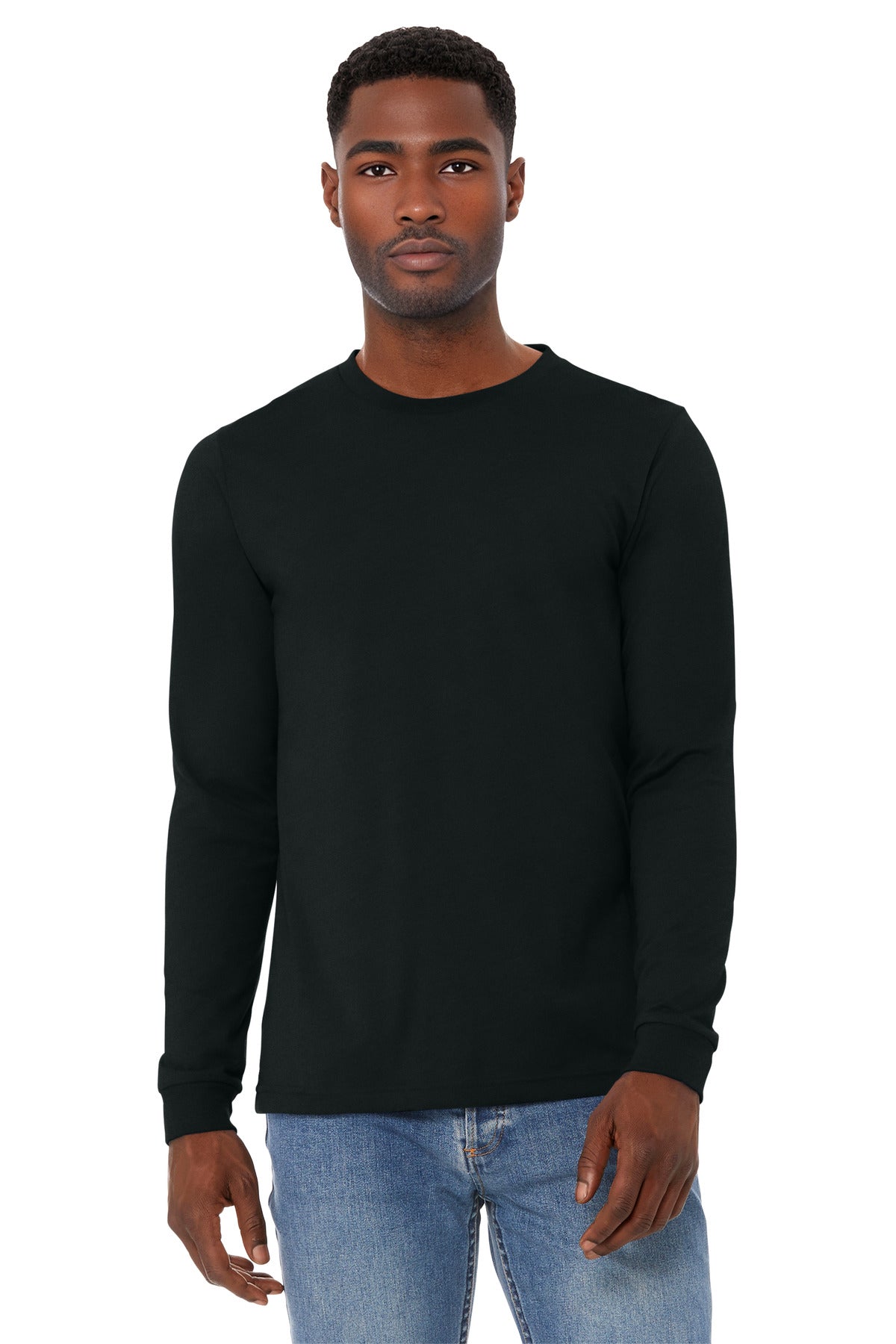 BELLA+CANVAS Unisex Heather CVC Long Sleeve Tee BC3501CVC - Solid Black Blend - front