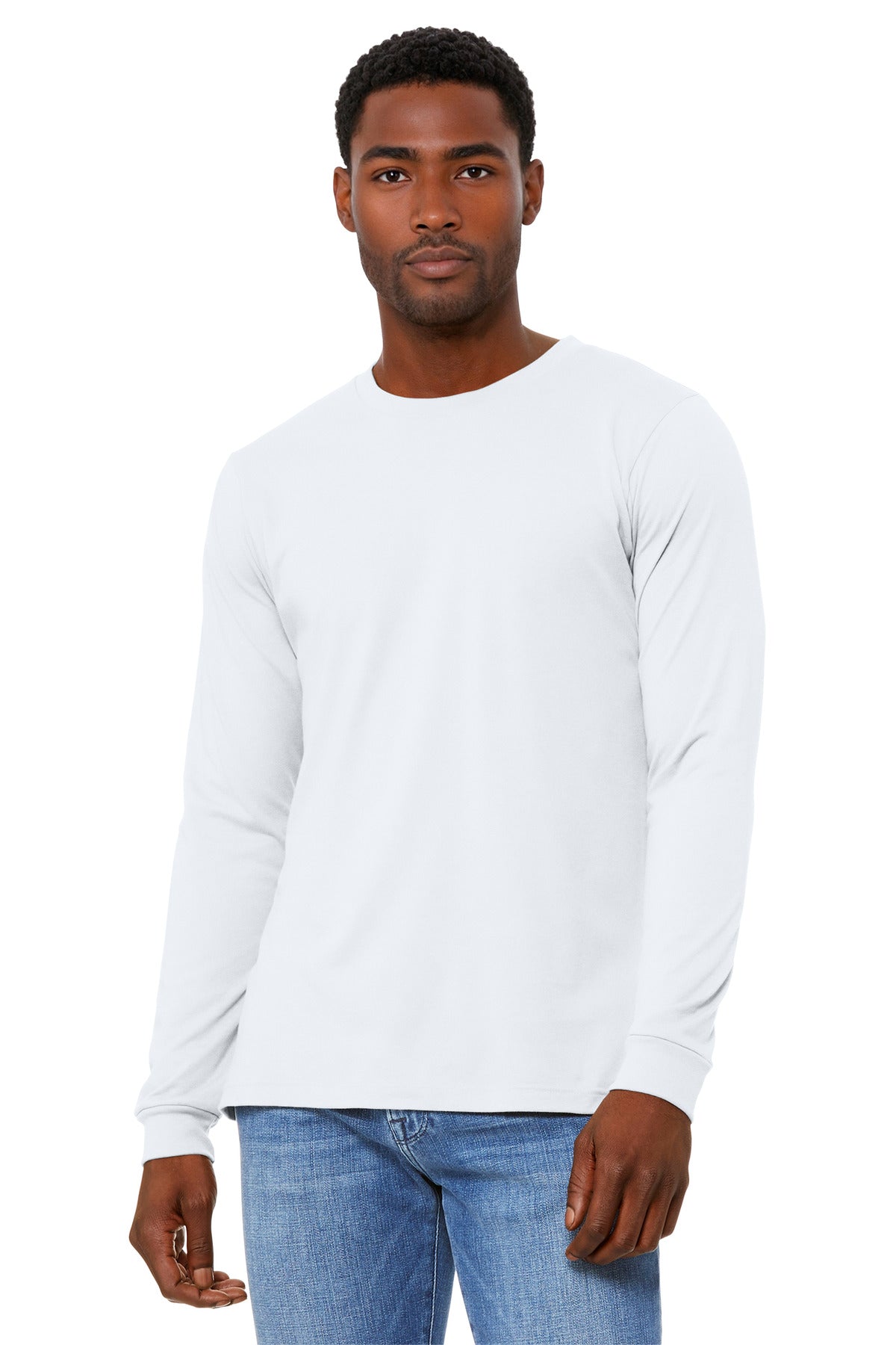 BELLA+CANVAS Unisex Heather CVC Long Sleeve Tee BC3501CVC - Solid White Blend - front