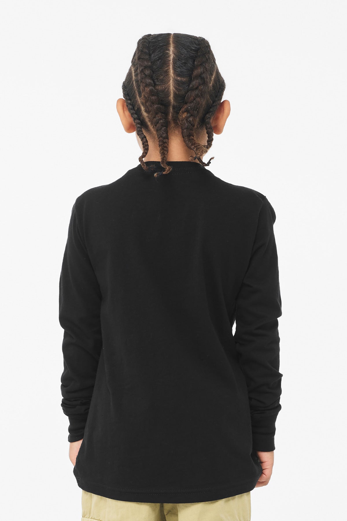 BELLA+CANVAS Youth Jersey Long Sleeve Tee BC3501Y - Black - back