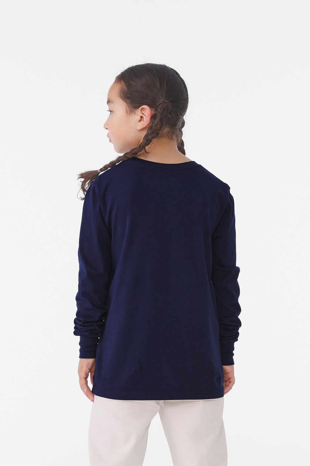 BELLA+CANVAS Youth Jersey Long Sleeve Tee BC3501Y - Navy - back