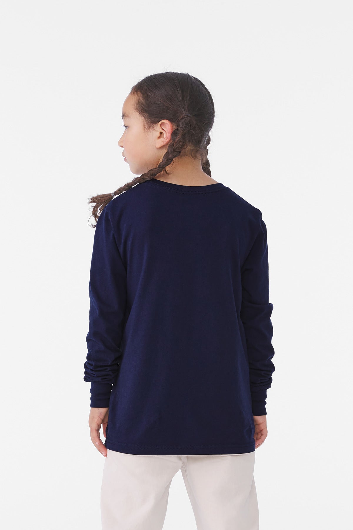 BELLA+CANVAS Youth Jersey Long Sleeve Tee BC3501Y - Navy - back