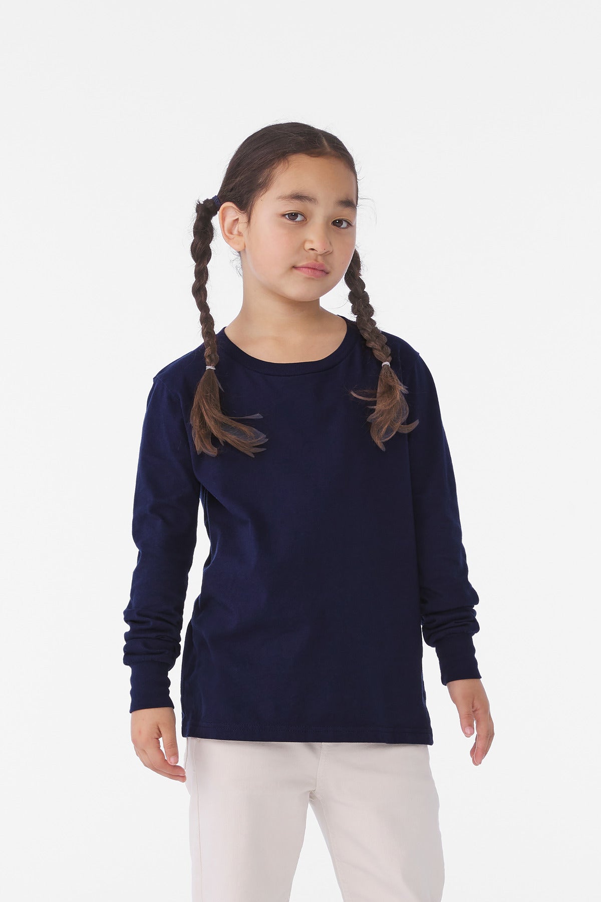 BELLA+CANVAS Youth Jersey Long Sleeve Tee BC3501Y - Navy - front