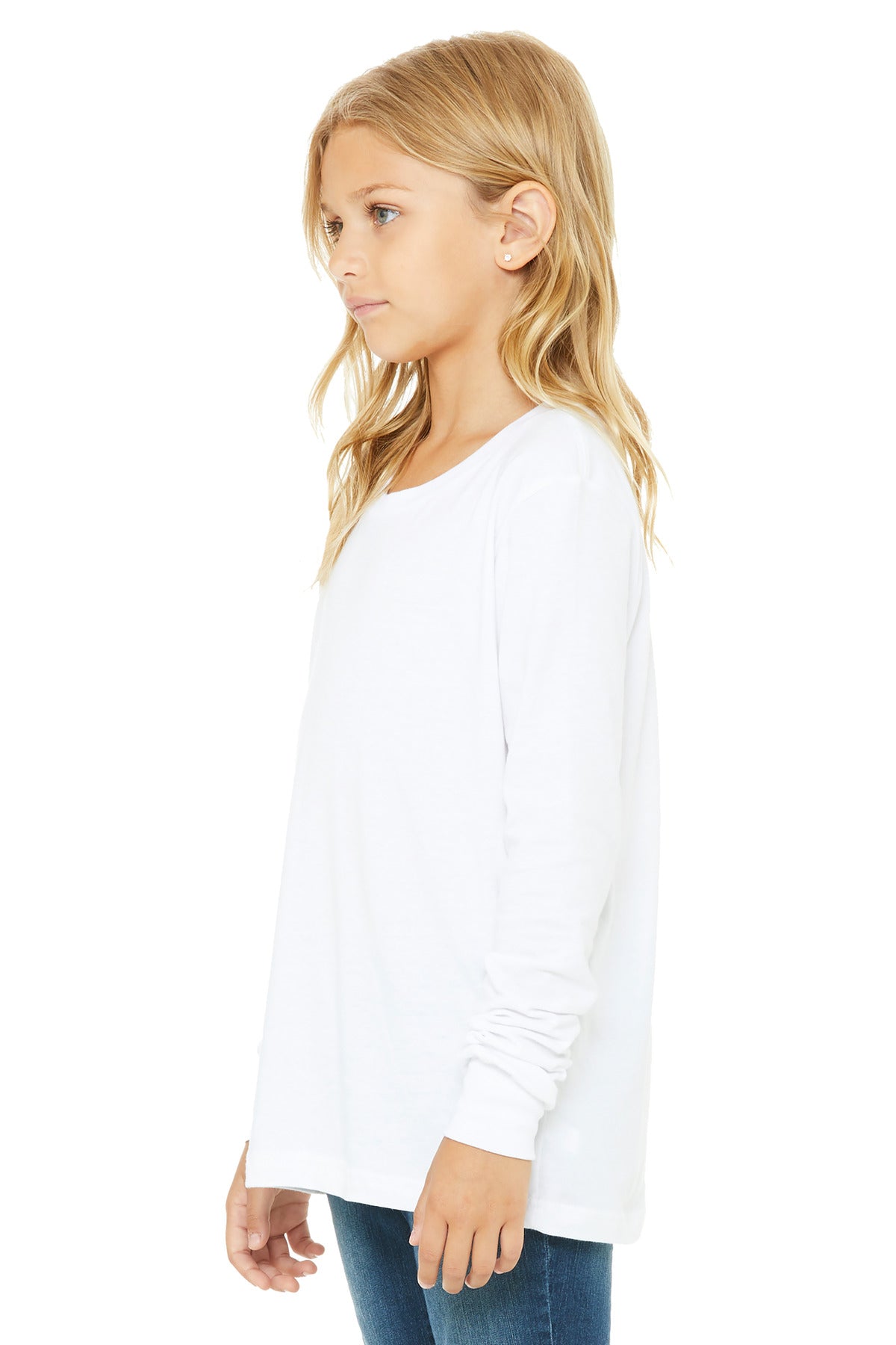 BELLA+CANVAS Youth Jersey Long Sleeve Tee BC3501Y - White - front