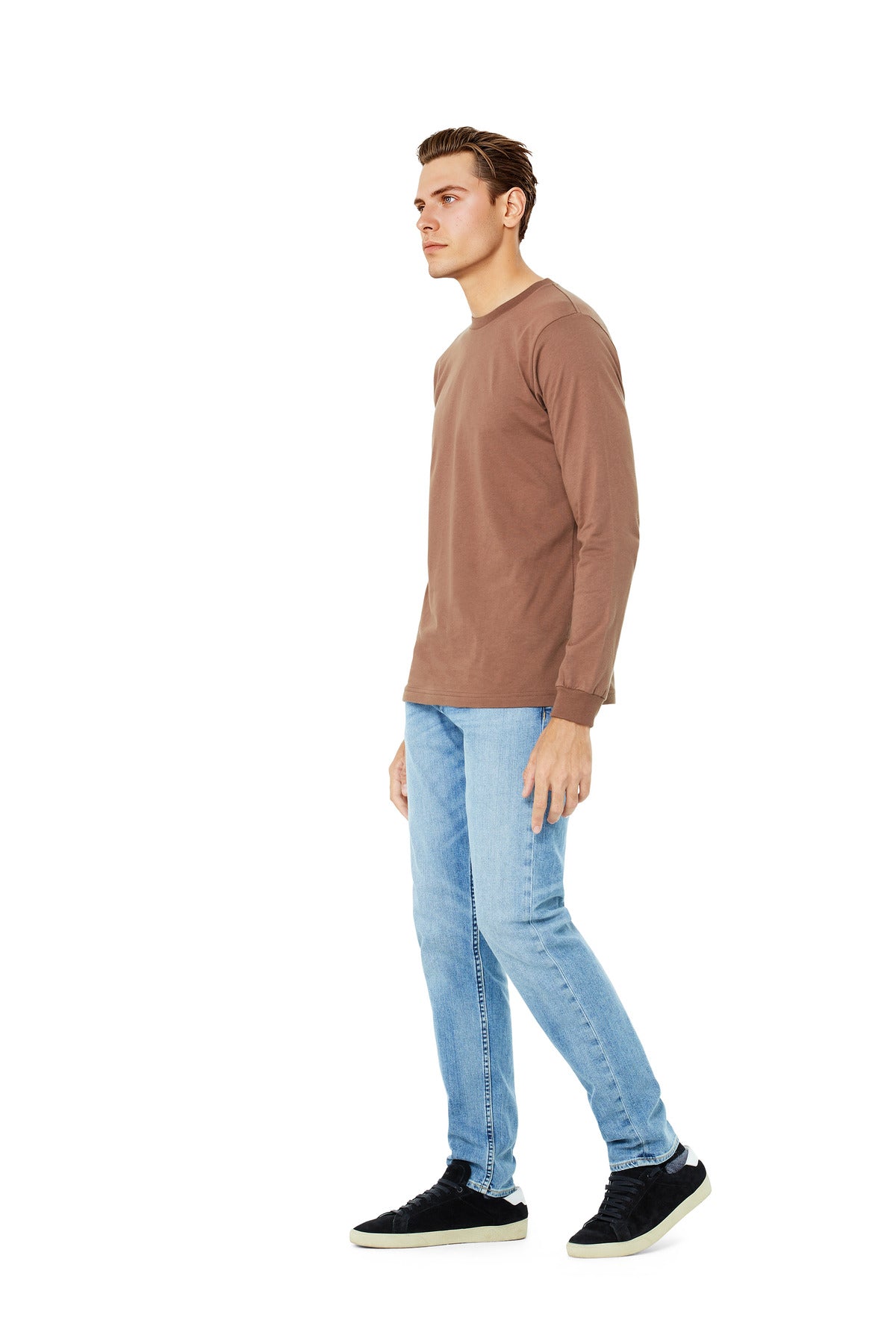 BELLA+CANVAS Unisex Jersey Long Sleeve Tee. BC3501 - Chestnut - side
