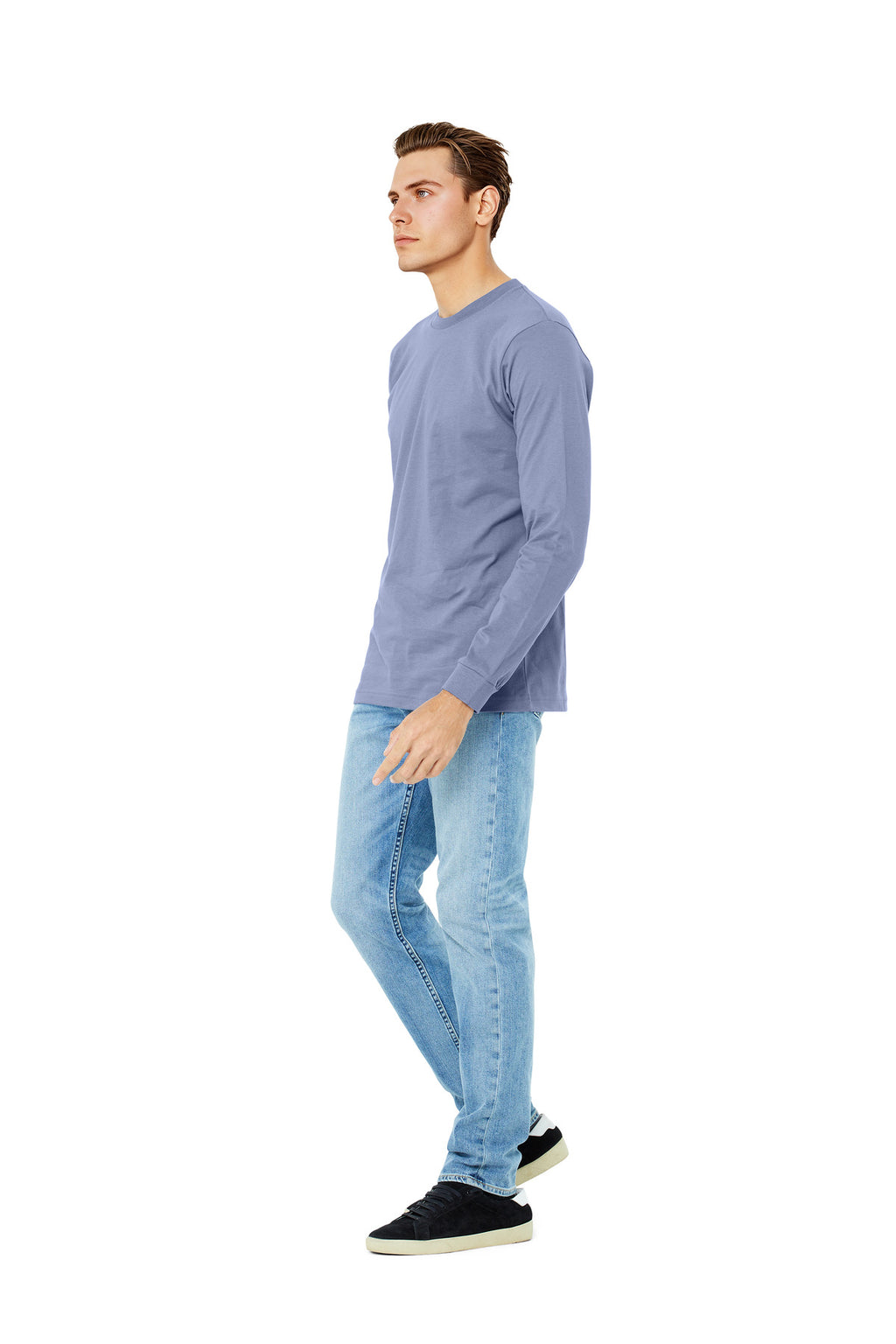 BELLA+CANVAS Unisex Jersey Long Sleeve Tee. BC3501 - Lavender Blue - side