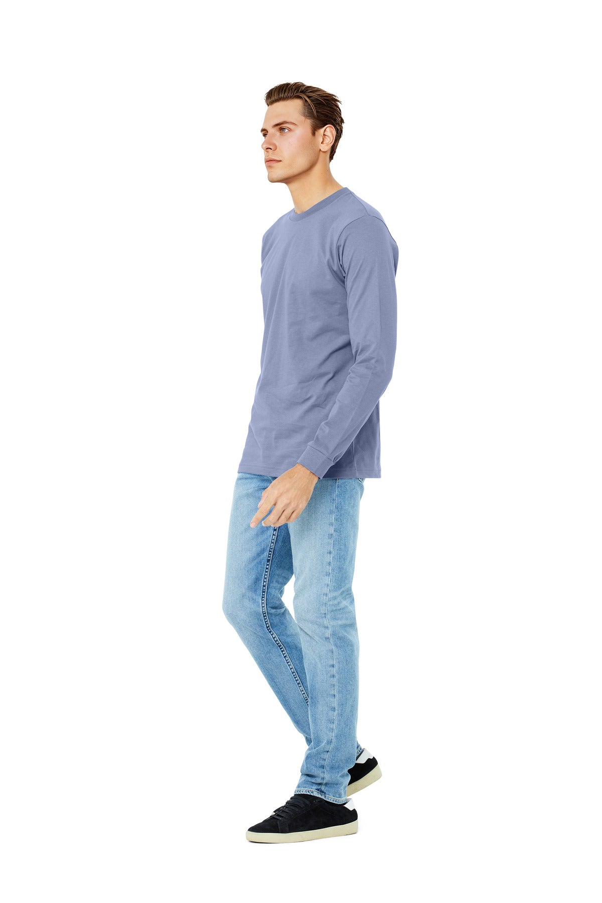 BELLA+CANVAS Unisex Jersey Long Sleeve Tee. BC3501 - Lavender Blue - side