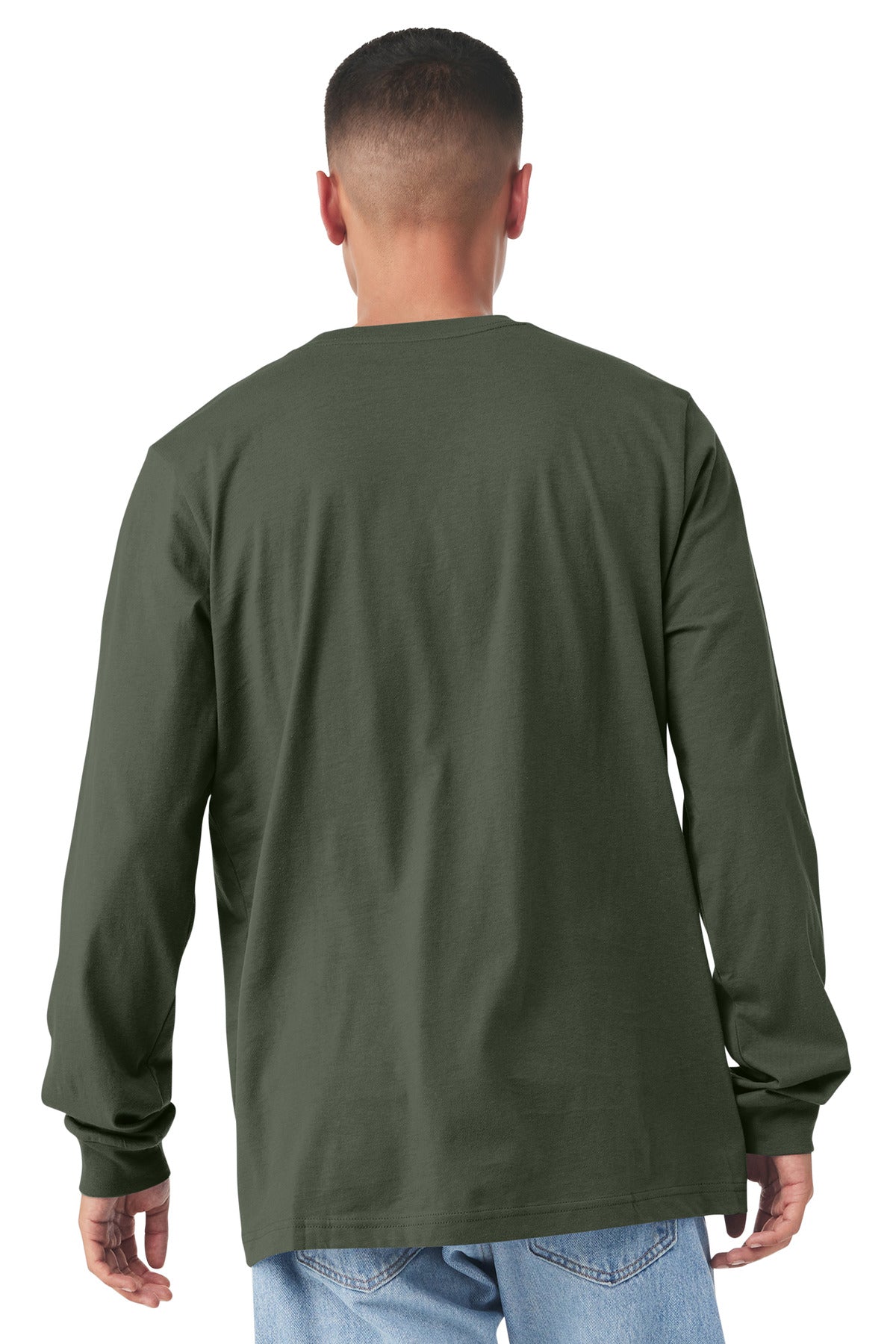 BELLA+CANVAS Unisex Jersey Long Sleeve Tee. BC3501 - Military Green - back