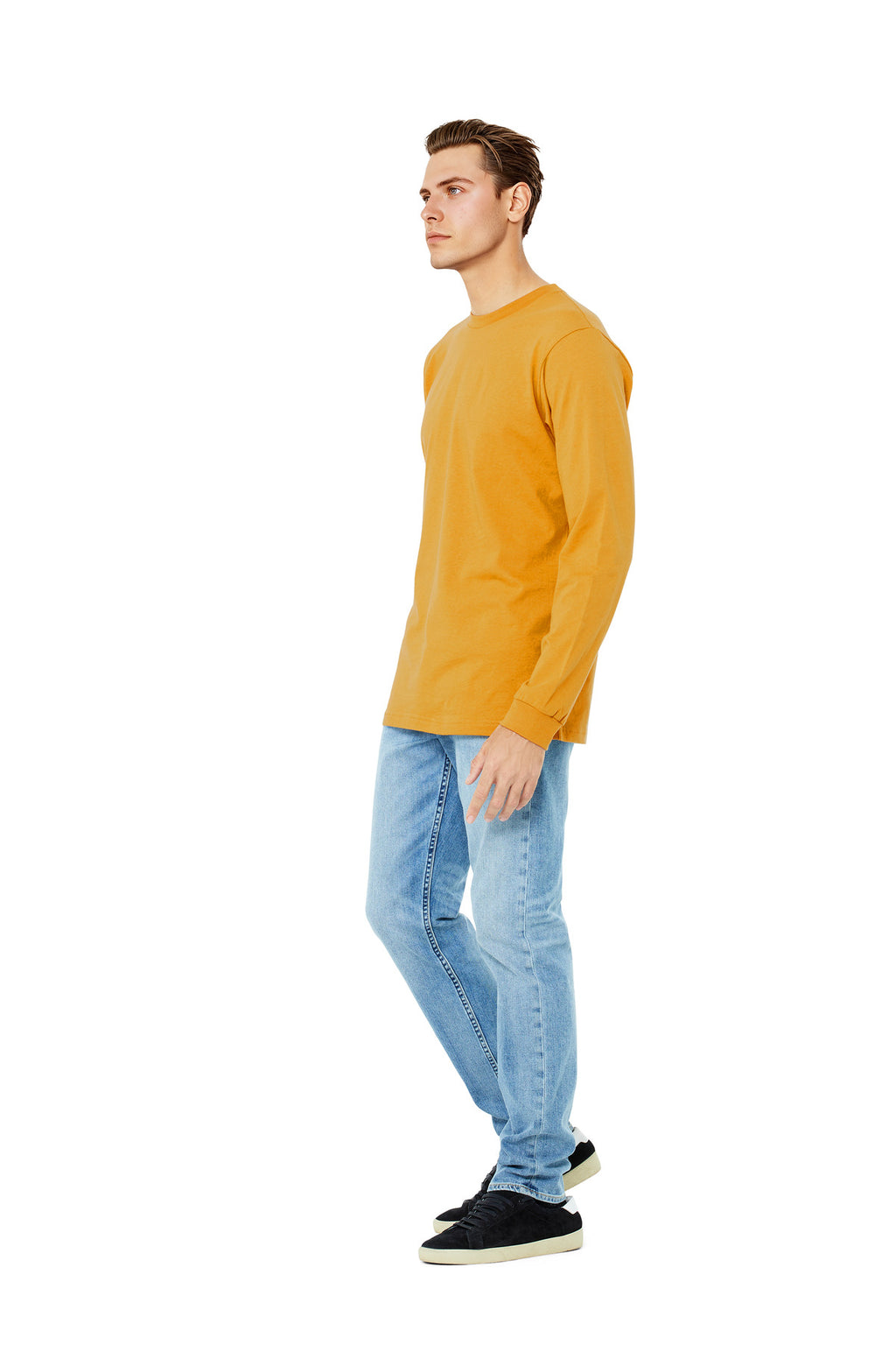 BELLA+CANVAS Unisex Jersey Long Sleeve Tee. BC3501 - Mustard - side