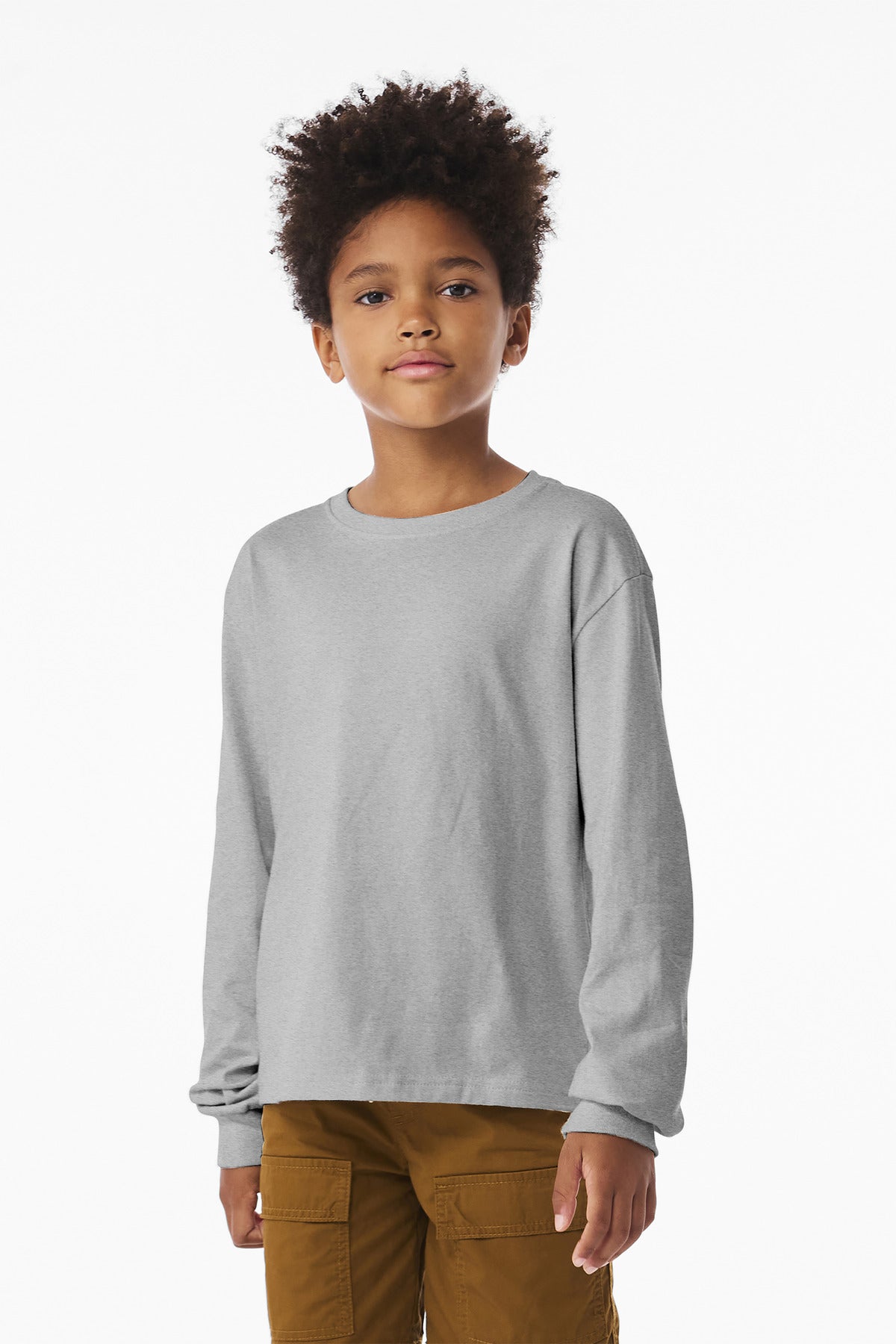 BELLA+CANVAS Youth 6-Ounce Heavyweight Long Sleeve Tee BC3511Y - Athletic Heather - front