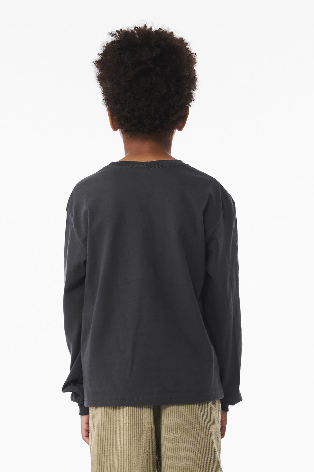BELLA+CANVAS Youth 6-Ounce Heavyweight Long Sleeve Tee BC3511Y - Dark Grey - back