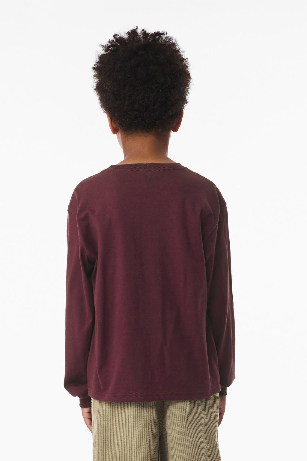 BELLA+CANVAS Youth 6-Ounce Heavyweight Long Sleeve Tee BC3511Y - Maroon - back