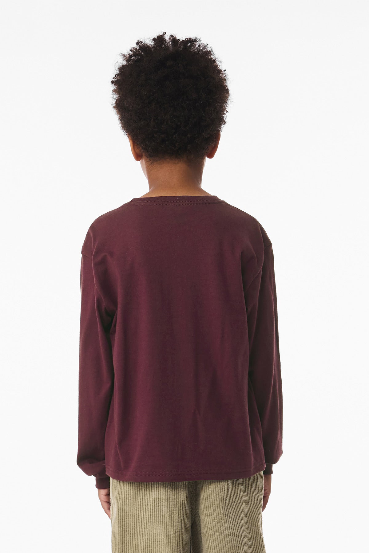 BELLA+CANVAS Youth 6-Ounce Heavyweight Long Sleeve Tee BC3511Y - Maroon - back