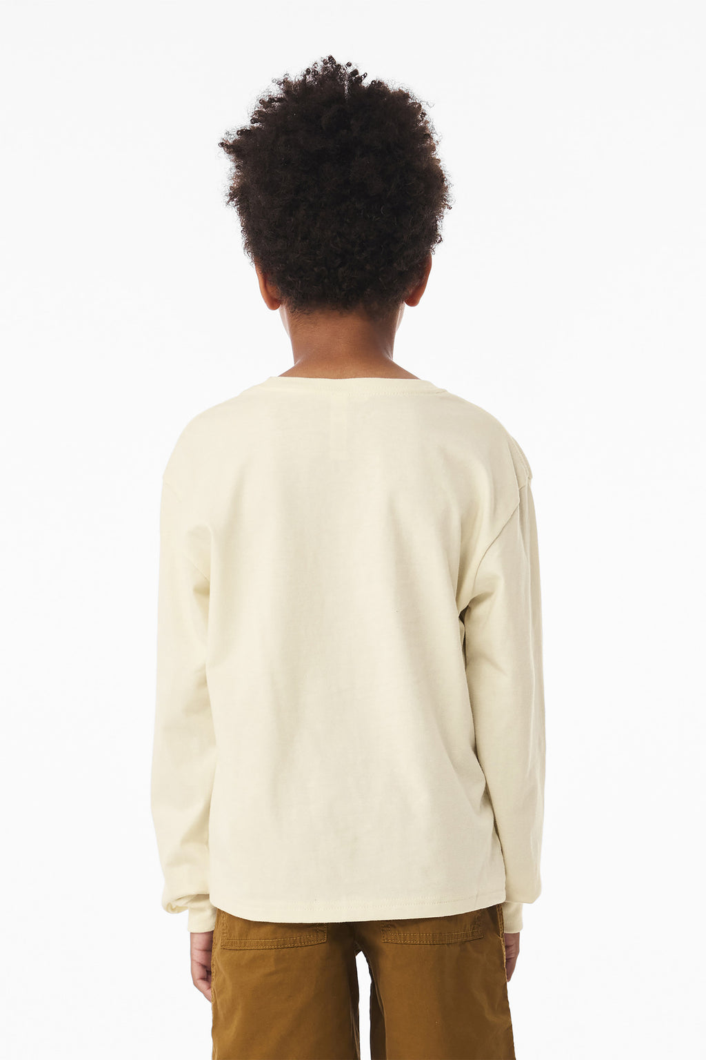 BELLA+CANVAS Youth 6-Ounce Heavyweight Long Sleeve Tee BC3511Y - Natural - back