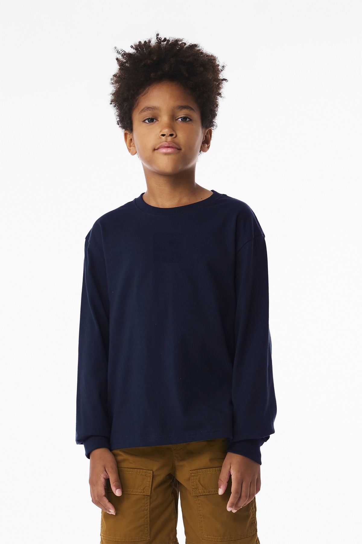 BELLA+CANVAS Youth 6-Ounce Heavyweight Long Sleeve Tee BC3511Y - Navy - front