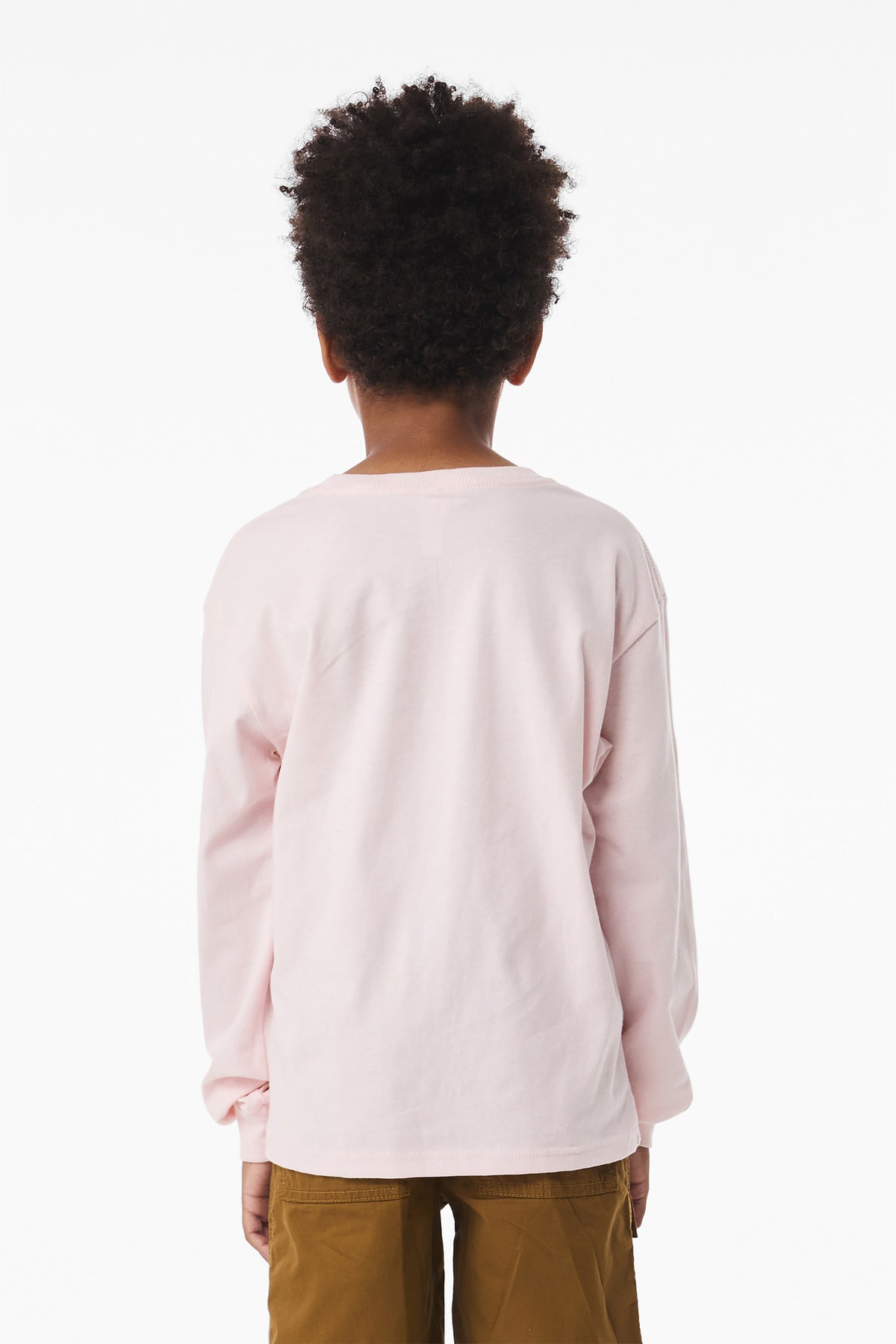 BELLA+CANVAS Youth 6-Ounce Heavyweight Long Sleeve Tee BC3511Y - Soft Pink - back
