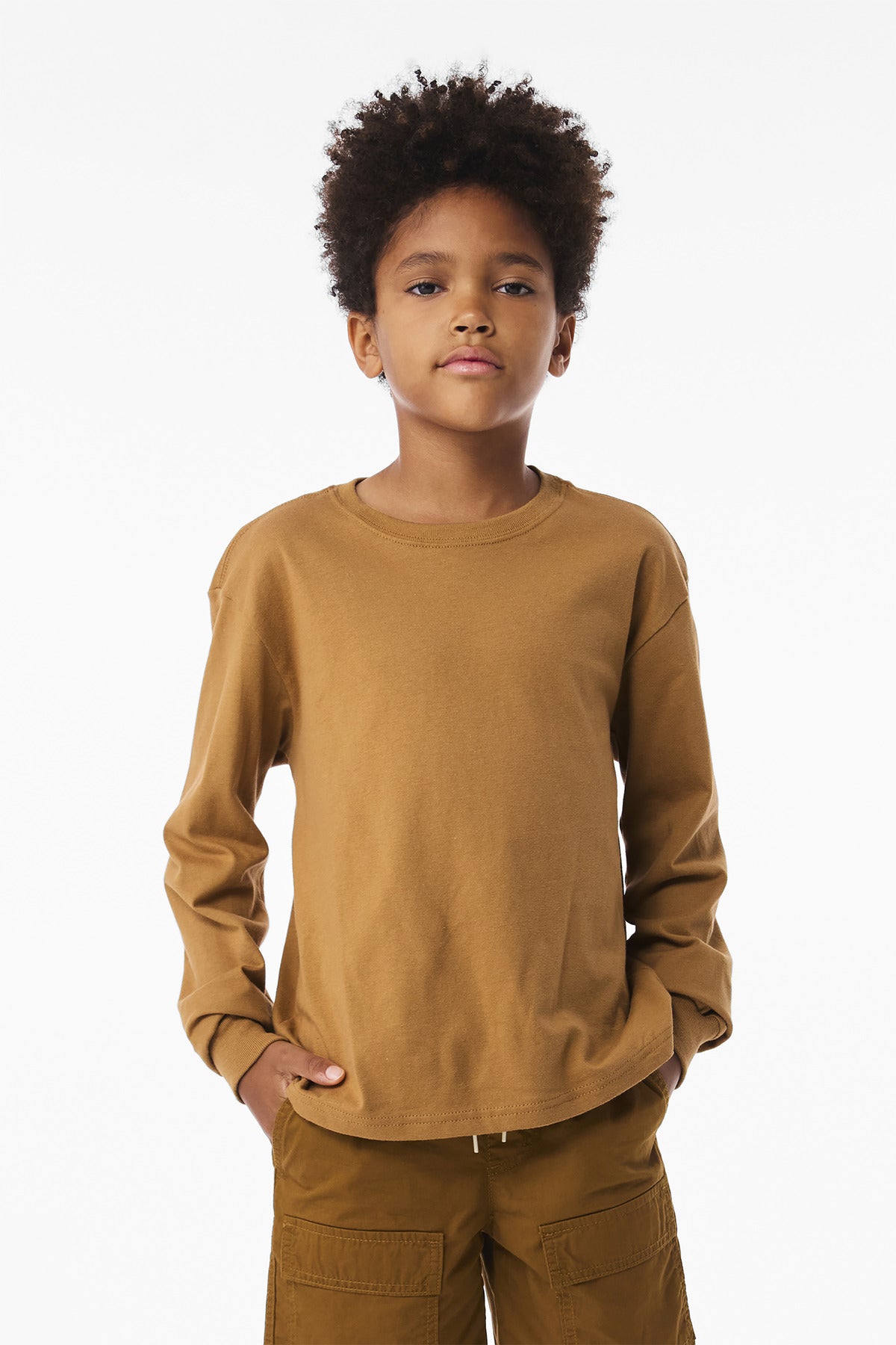 BELLA+CANVAS Youth 6-Ounce Heavyweight Long Sleeve Tee BC3511Y - Toast - front