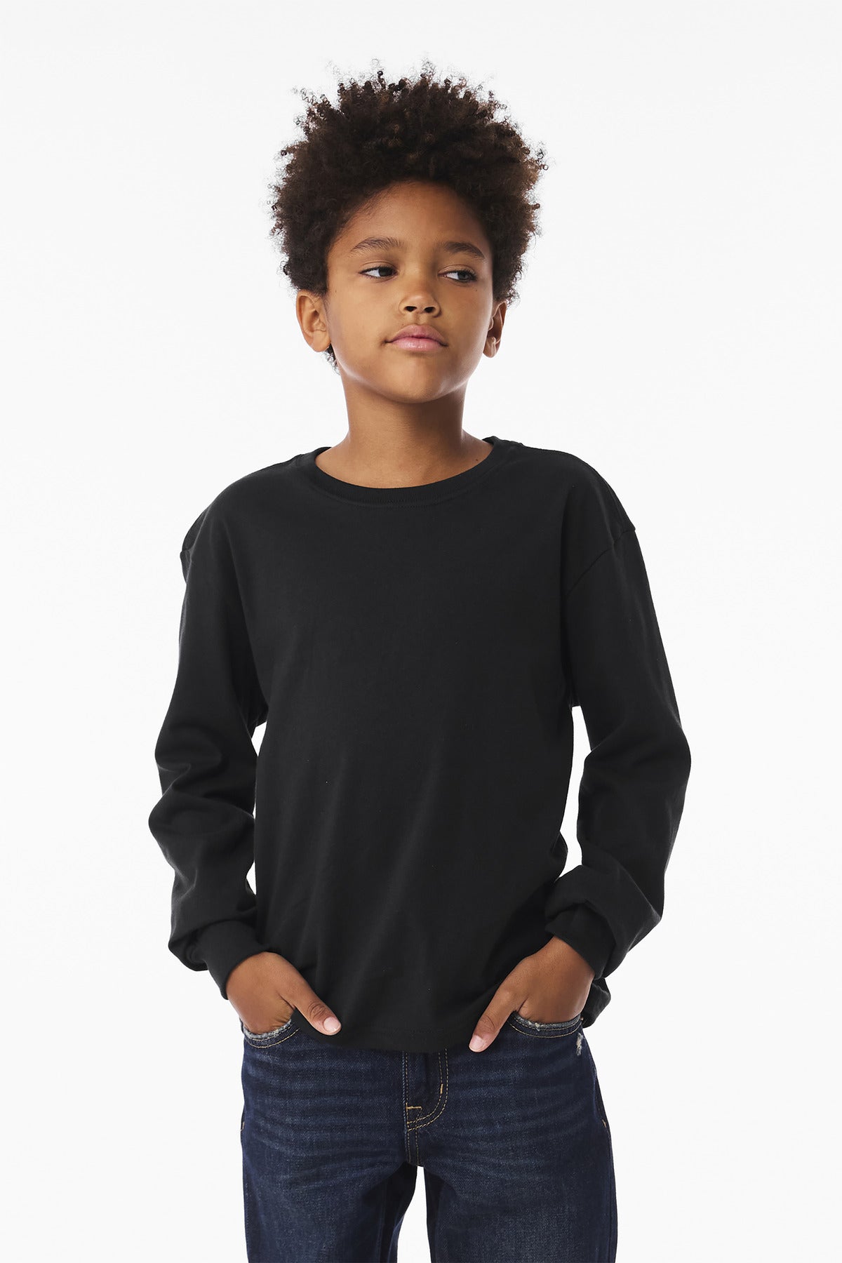 BELLA+CANVAS Youth 6-Ounce Heavyweight Long Sleeve Tee BC3511Y - Vintage Black - front