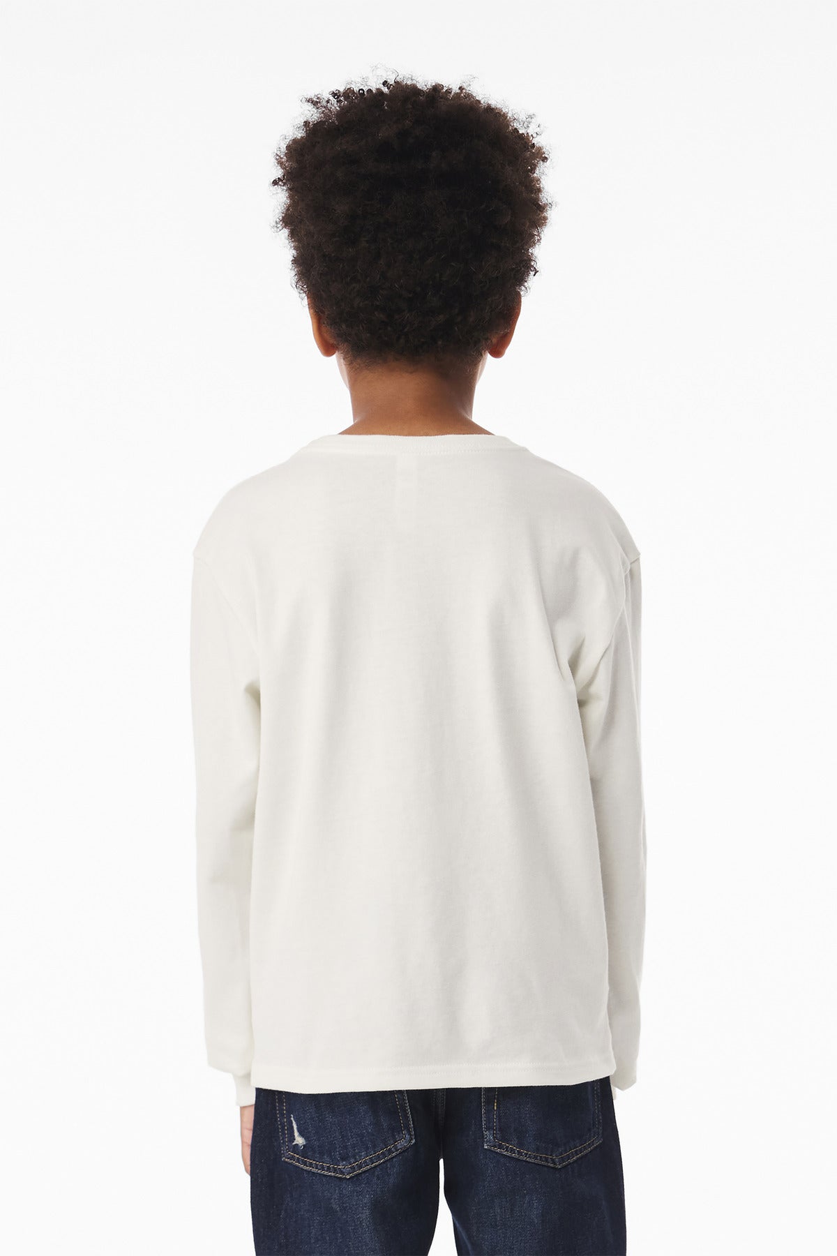 BELLA+CANVAS Youth 6-Ounce Heavyweight Long Sleeve Tee BC3511Y - Vintage White - back