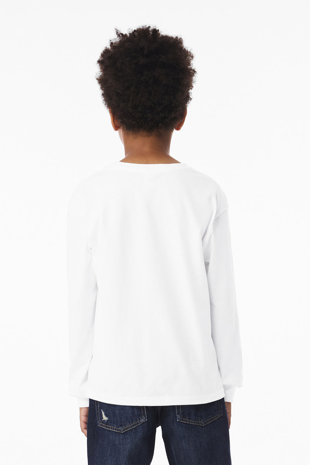 BELLA+CANVAS Youth 6-Ounce Heavyweight Long Sleeve Tee BC3511Y - White - back