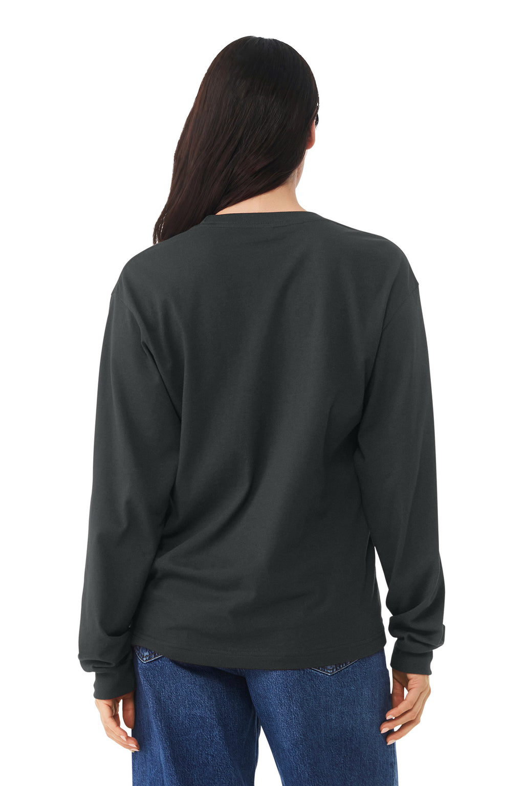 BELLA+CANVAS Unisex 6-Ounce Heavyweight Long Sleeve Tee BC3511 - Dark Grey - back