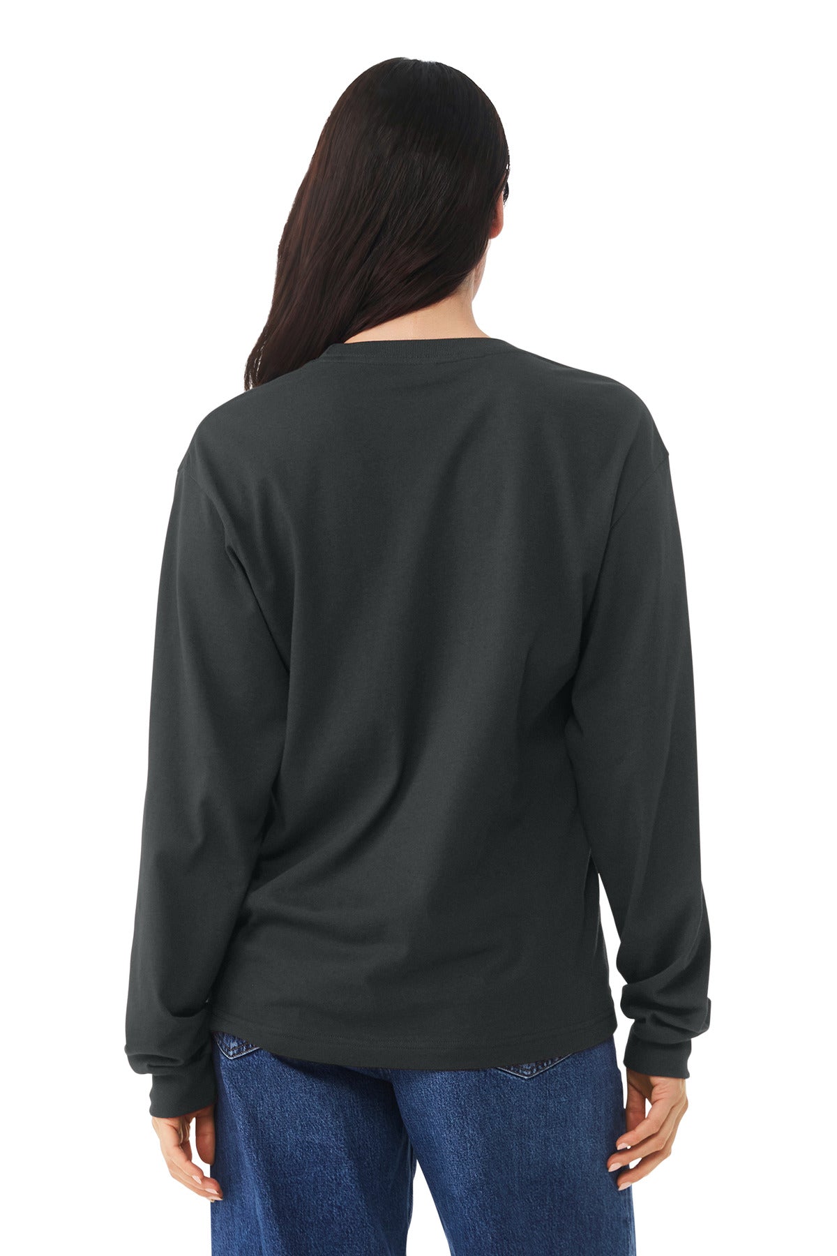 BELLA+CANVAS Unisex 6-Ounce Heavyweight Long Sleeve Tee BC3511 - Dark Grey - back