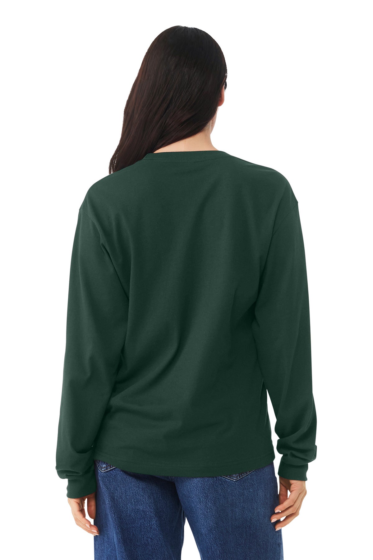 BELLA+CANVAS Unisex 6-Ounce Heavyweight Long Sleeve Tee BC3511 - Forest - back