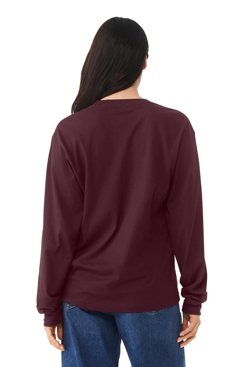 BELLA+CANVAS Unisex 6-Ounce Heavyweight Long Sleeve Tee BC3511 - Maroon - back