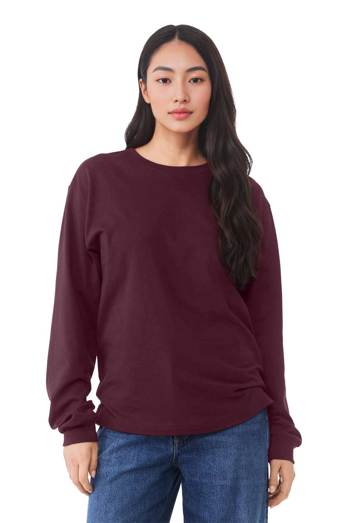 BELLA+CANVAS Unisex 6-Ounce Heavyweight Long Sleeve Tee BC3511 - Maroon - front