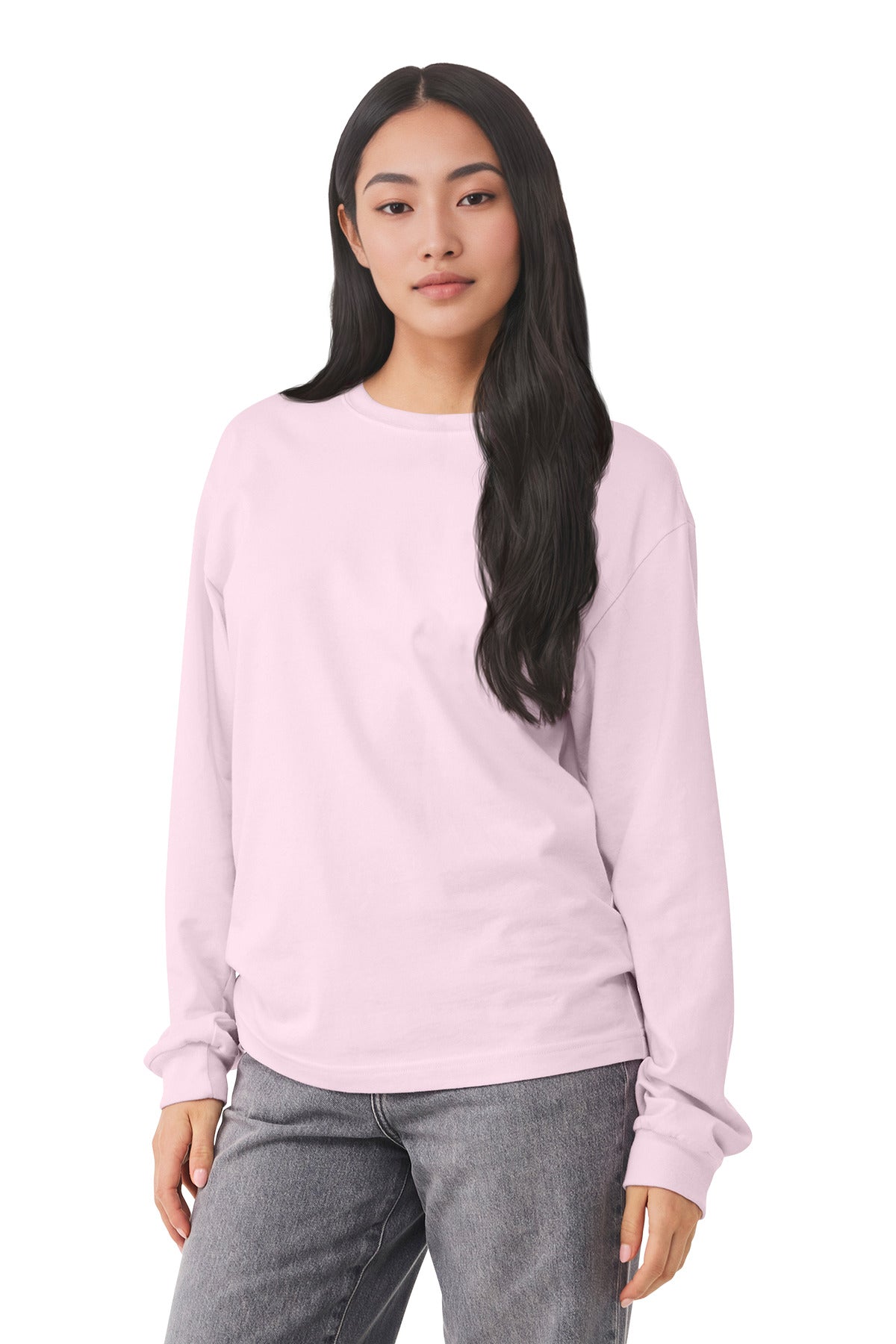BELLA+CANVAS Unisex 6-Ounce Heavyweight Long Sleeve Tee BC3511 - Soft Pink - front