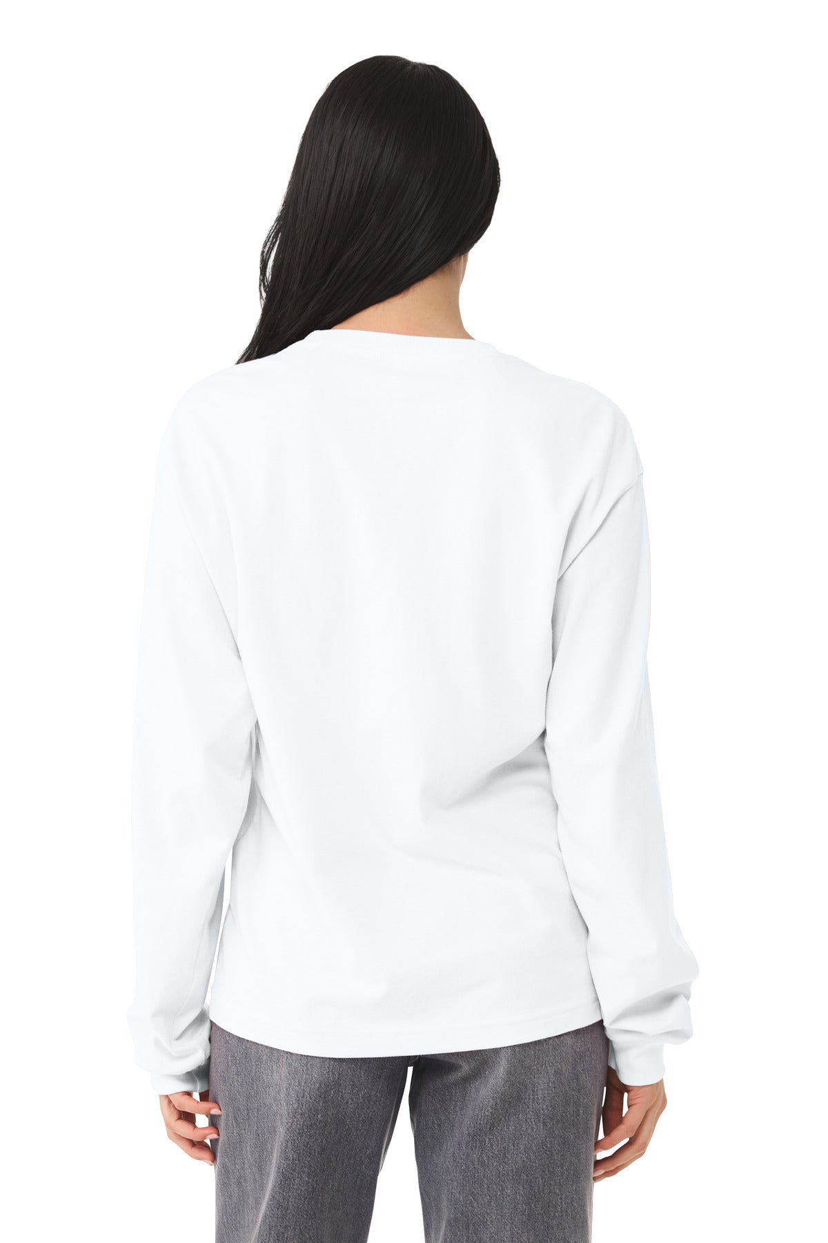 BELLA+CANVAS Unisex 6-Ounce Heavyweight Long Sleeve Tee BC3511 - White - back