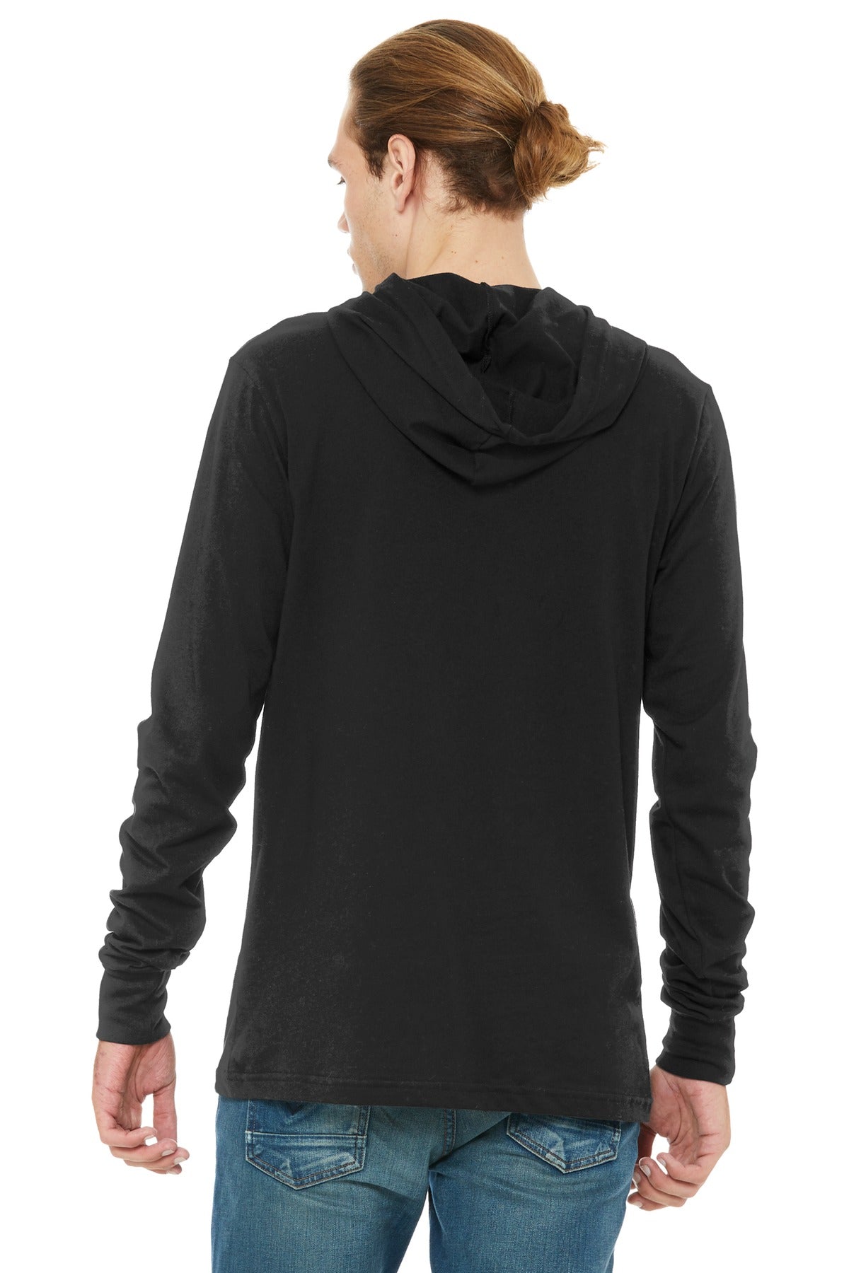 BELLA+CANVAS Unisex Jersey Long Sleeve Hoodie. BC3512 - Black - back