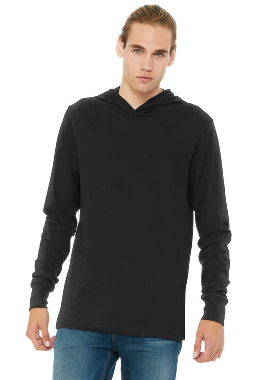 BELLA+CANVAS Unisex Jersey Long Sleeve Hoodie. BC3512 - Black - front