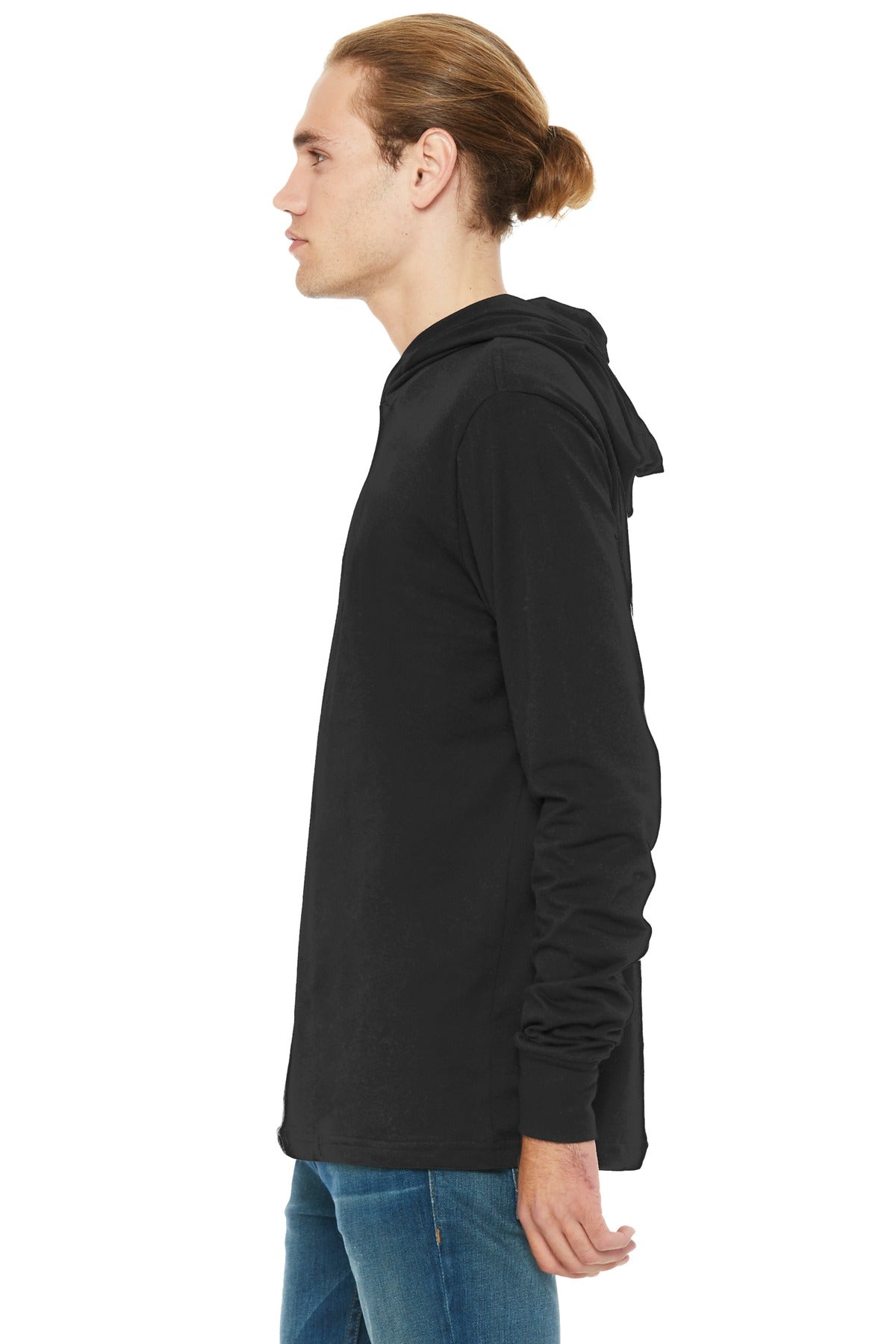 BELLA+CANVAS Unisex Jersey Long Sleeve Hoodie. BC3512 - Black - side
