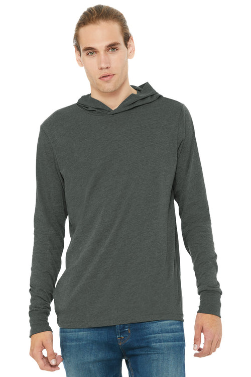 BELLA+CANVAS Unisex Jersey Long Sleeve Hoodie. BC3512 - Deep Heather - front