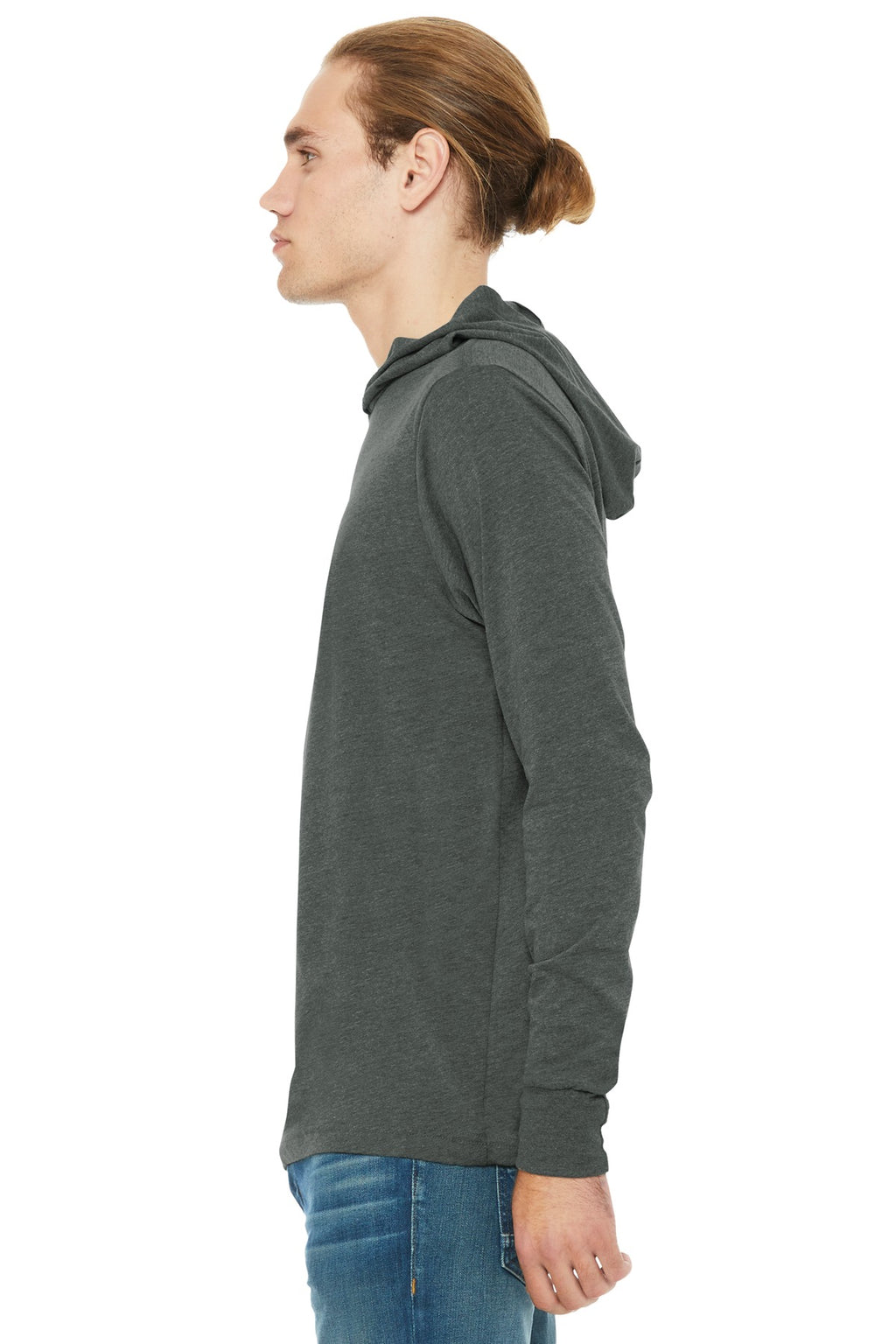 BELLA+CANVAS Unisex Jersey Long Sleeve Hoodie. BC3512 - Deep Heather - side