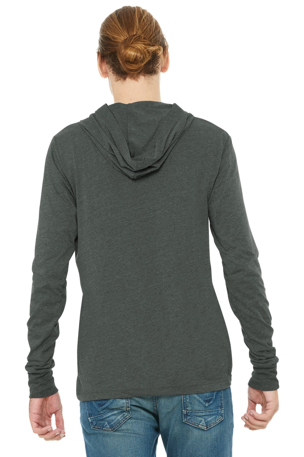 BELLA+CANVAS Unisex Jersey Long Sleeve Hoodie. BC3512 - Deep Heather - back