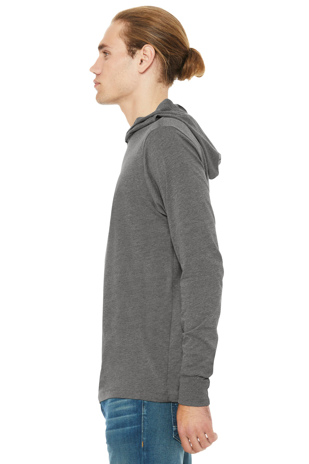 BELLA+CANVAS Unisex Jersey Long Sleeve Hoodie. BC3512 - Grey Triblend - side