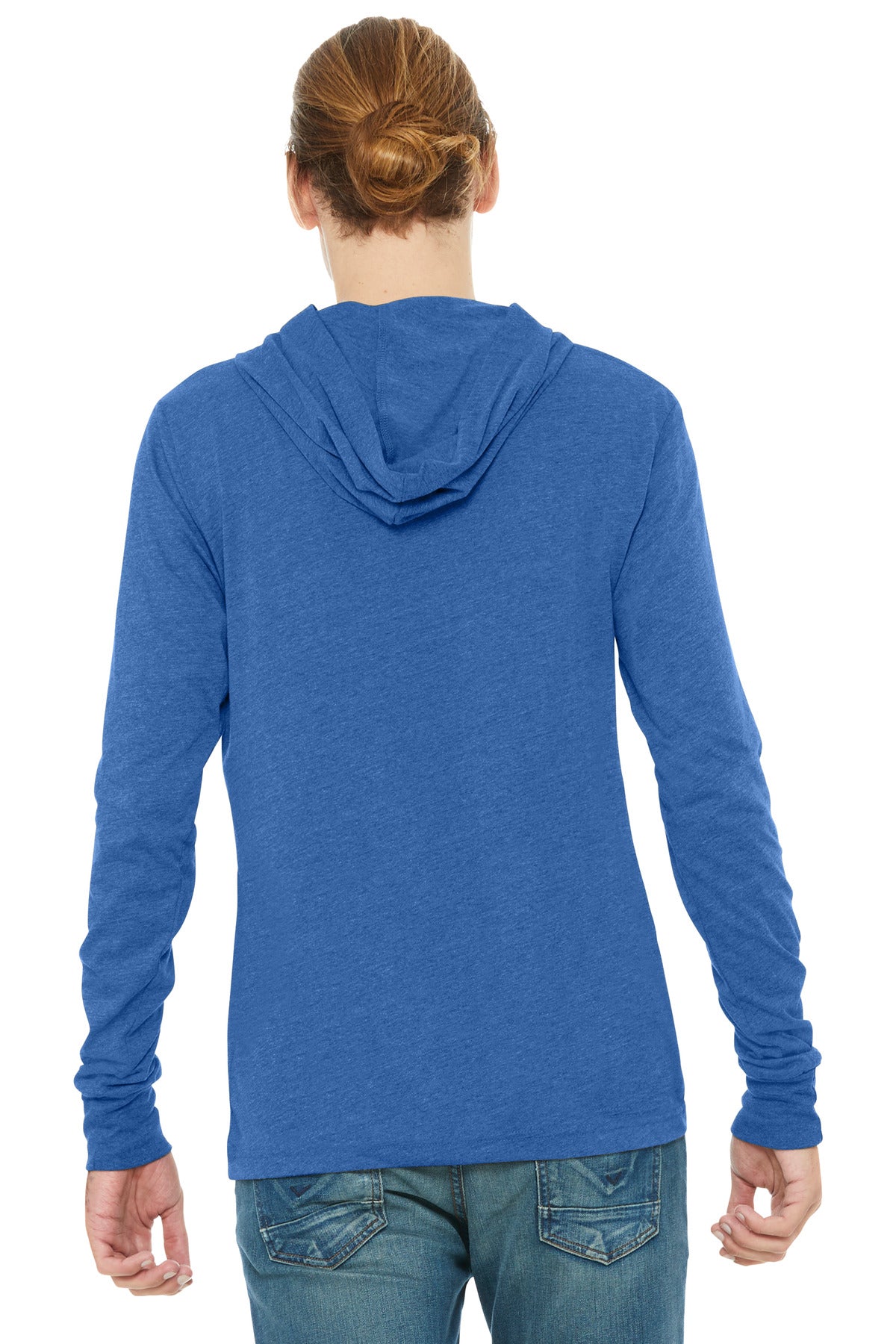 BELLA+CANVAS Unisex Jersey Long Sleeve Hoodie. BC3512 - Heather True Royal - back