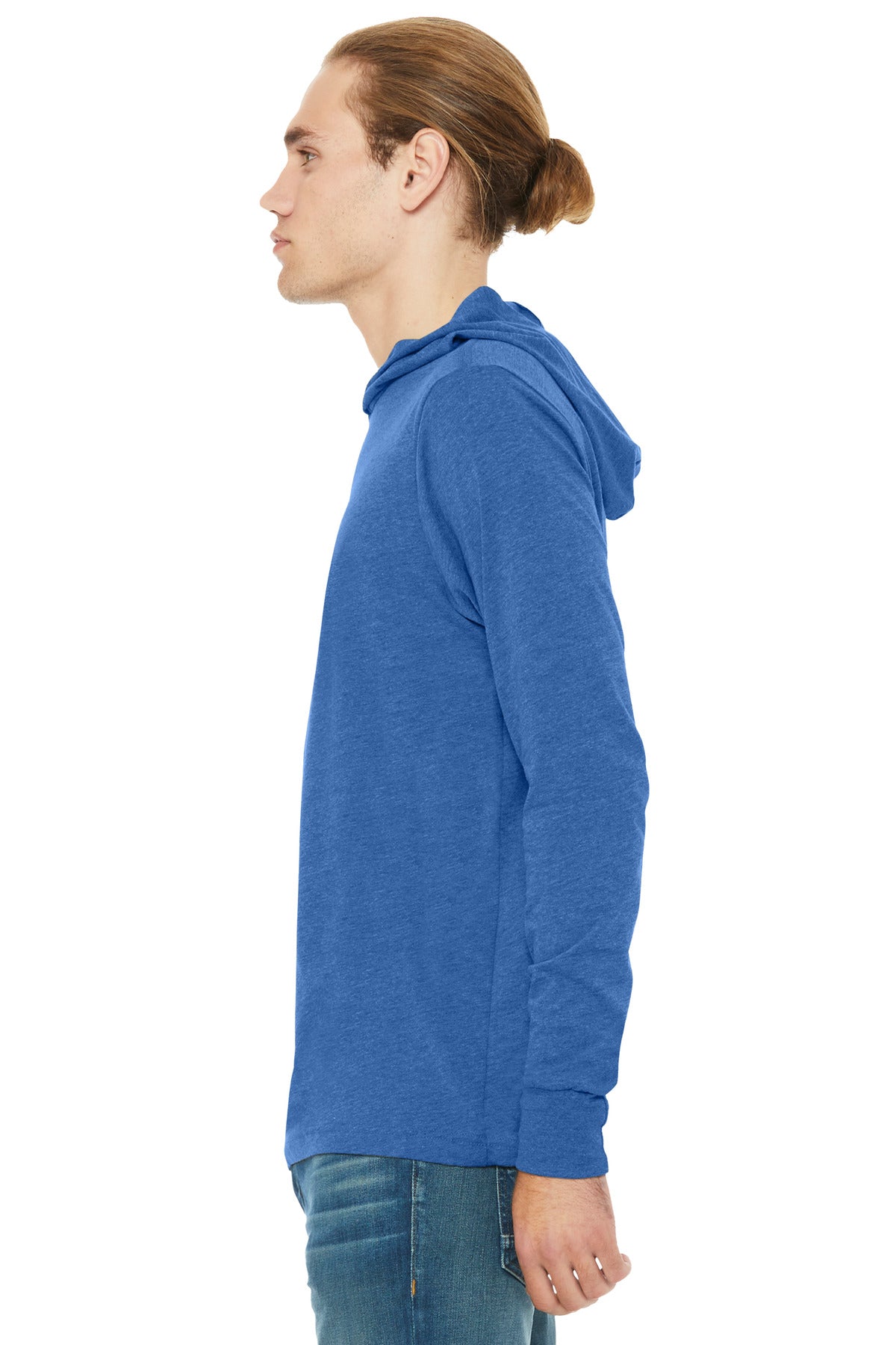 BELLA+CANVAS Unisex Jersey Long Sleeve Hoodie. BC3512 - Heather True Royal - side