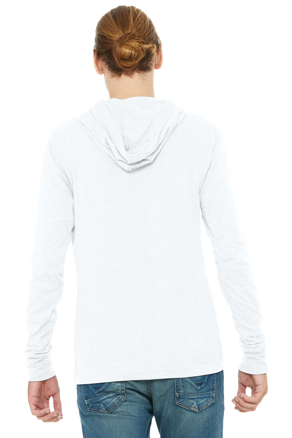 BELLA+CANVAS Unisex Jersey Long Sleeve Hoodie. BC3512 - White - back