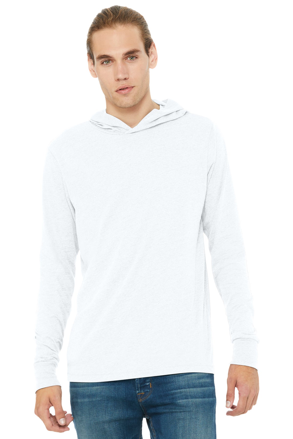 BELLA+CANVAS Unisex Jersey Long Sleeve Hoodie. BC3512 - White - front