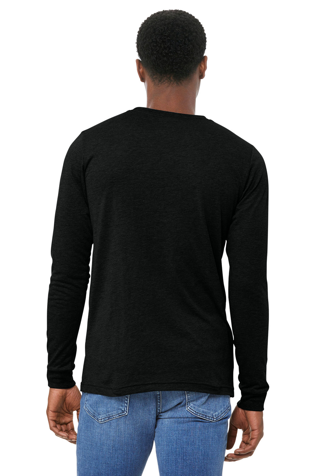 BELLA+CANVAS Unisex Triblend Long Sleeve Tee BC3513 - Black Heather Triblend - back
